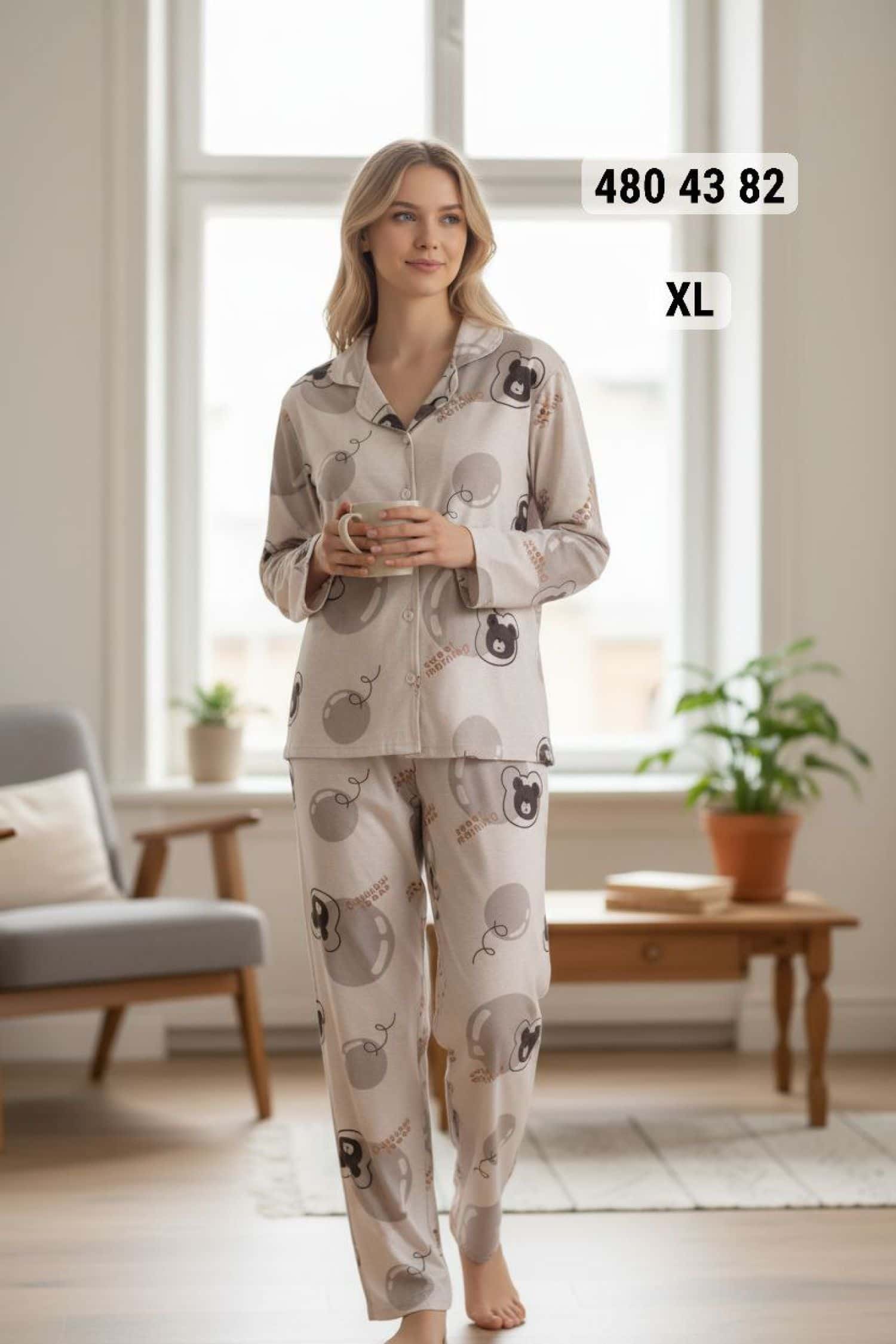 بيجامة كم زرار PS-7003 4