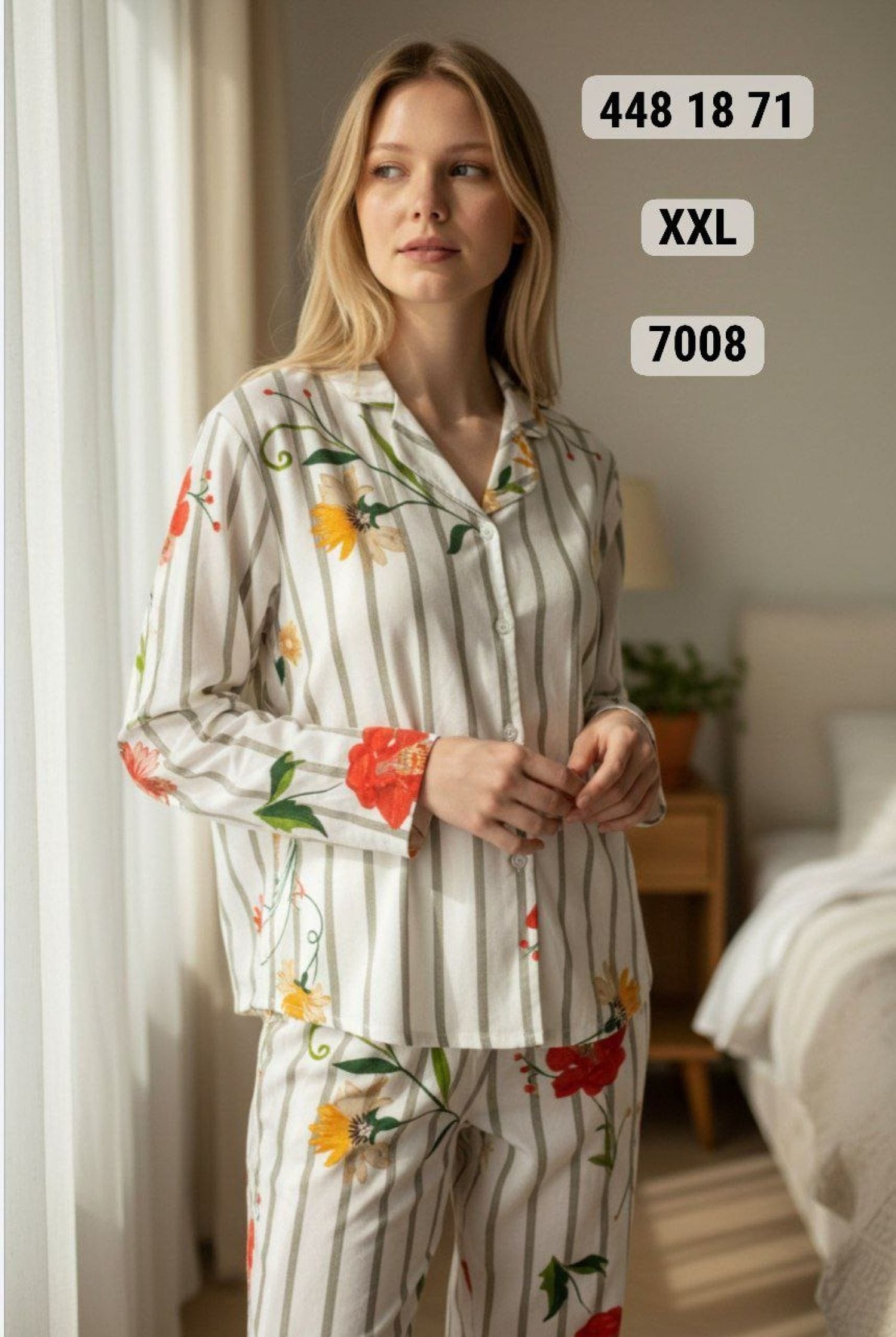 بيجامة كم زرار PS-7008