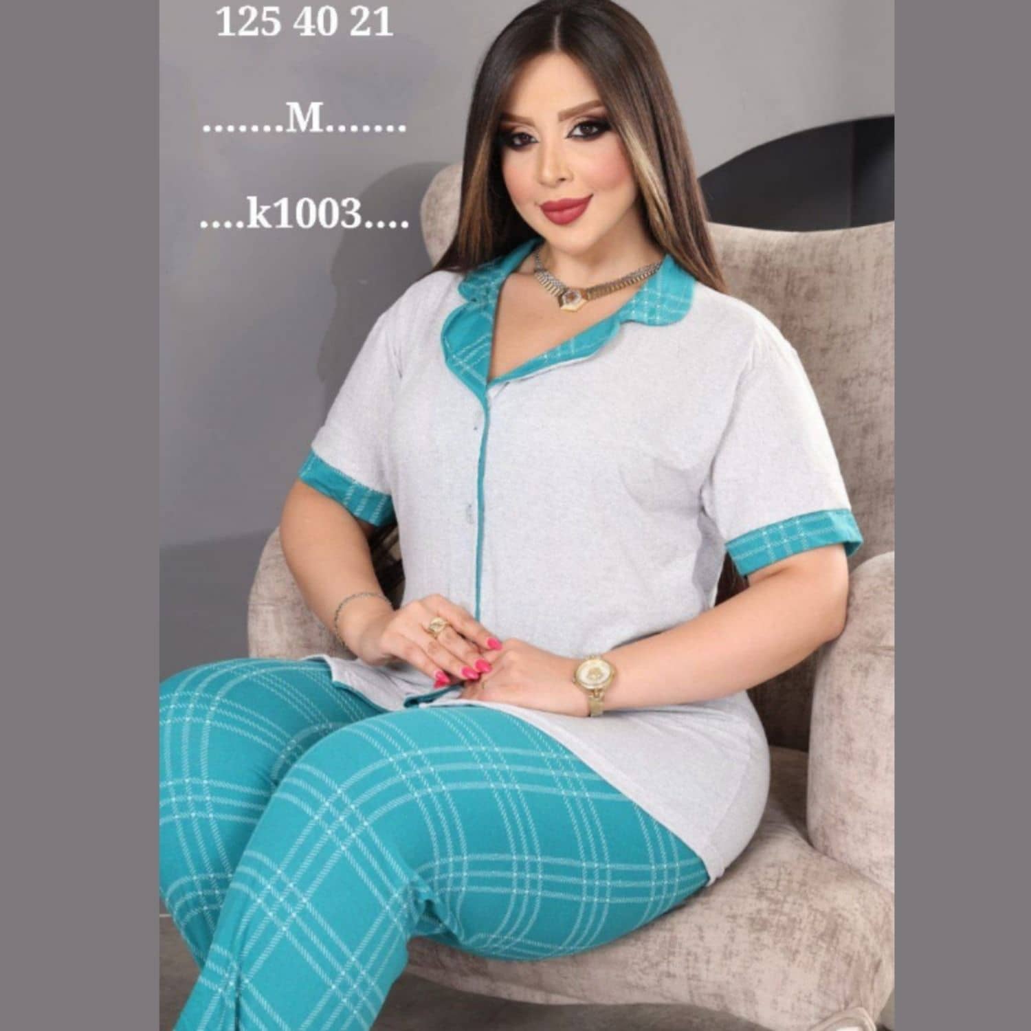 بيجامة نص كم زرار k1003