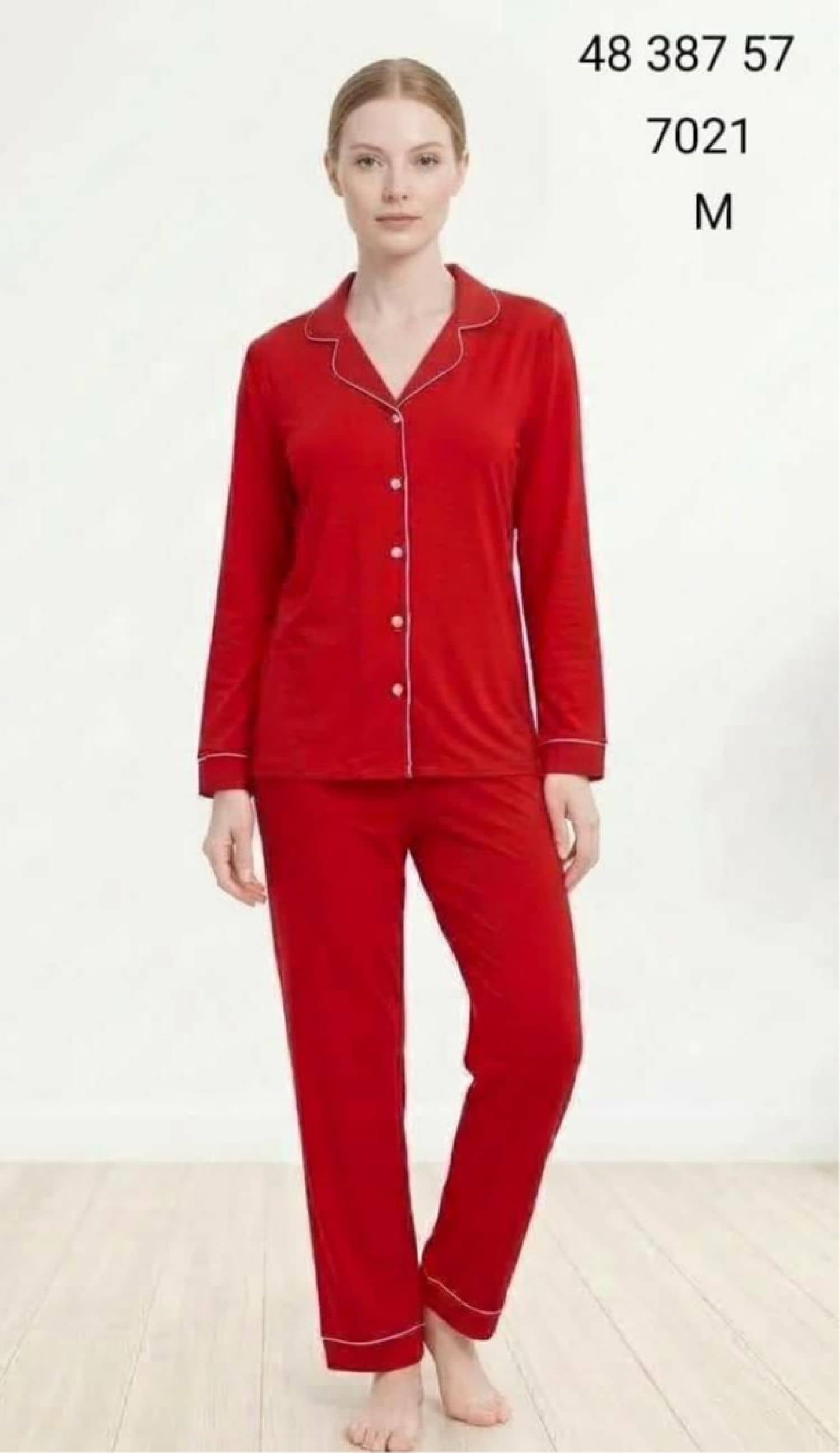 Düğmeli Uzun Kollu Pijama MD-7021