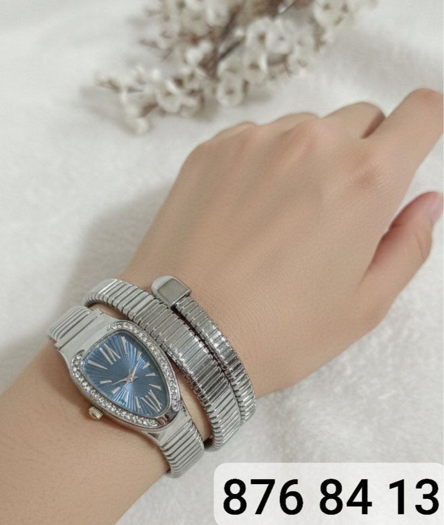 Silver and Black Snake Watch