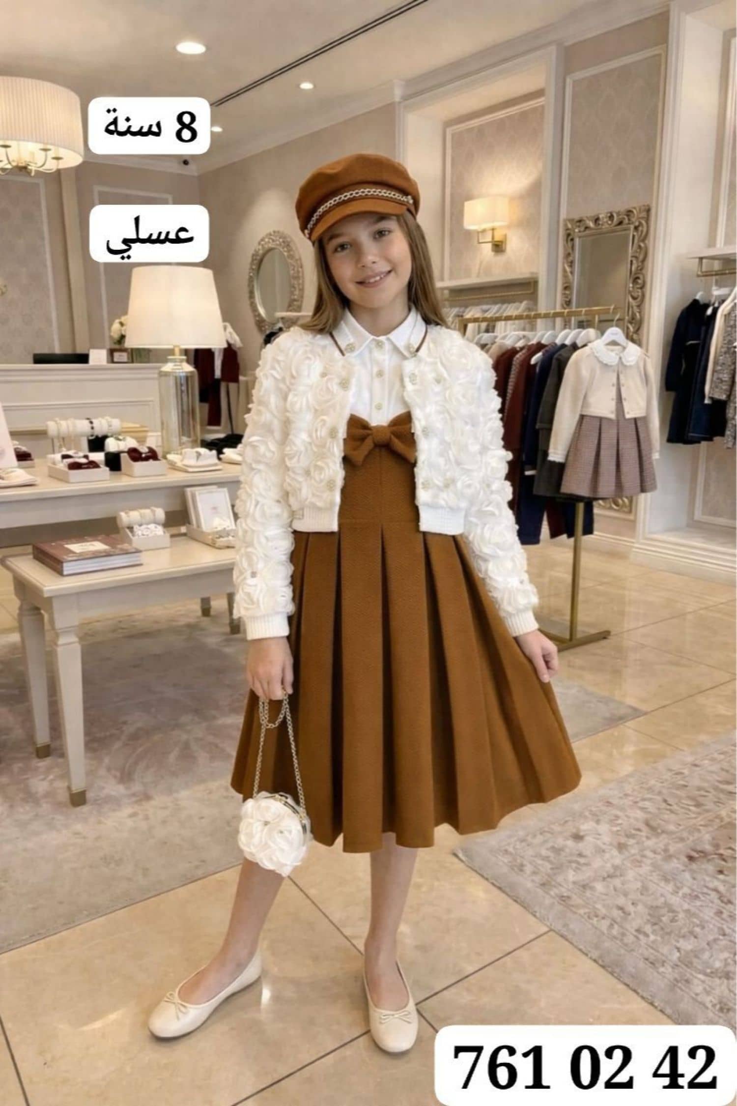 طقم فستان بناتي ورد