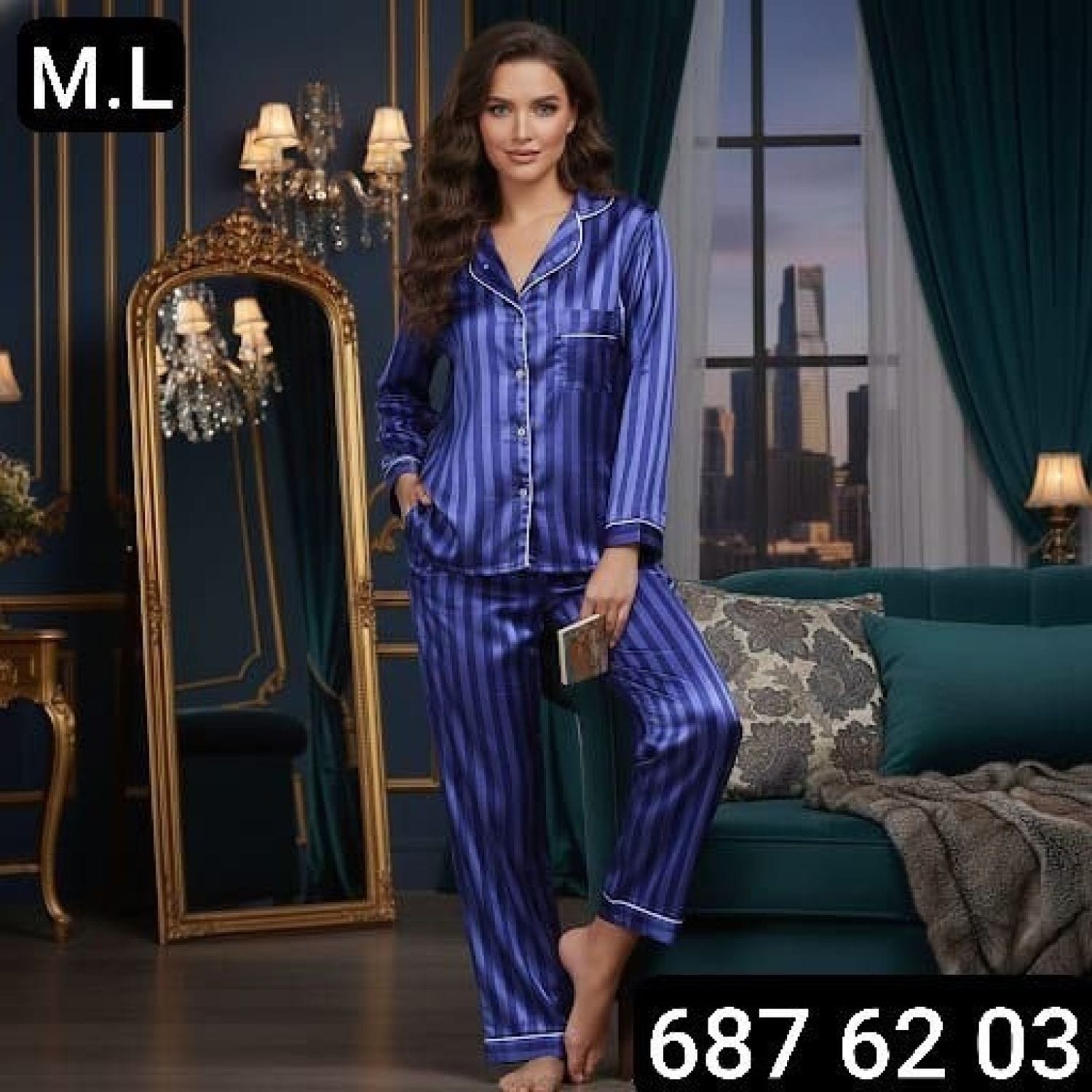 بيجامة زرار ساتان 1268