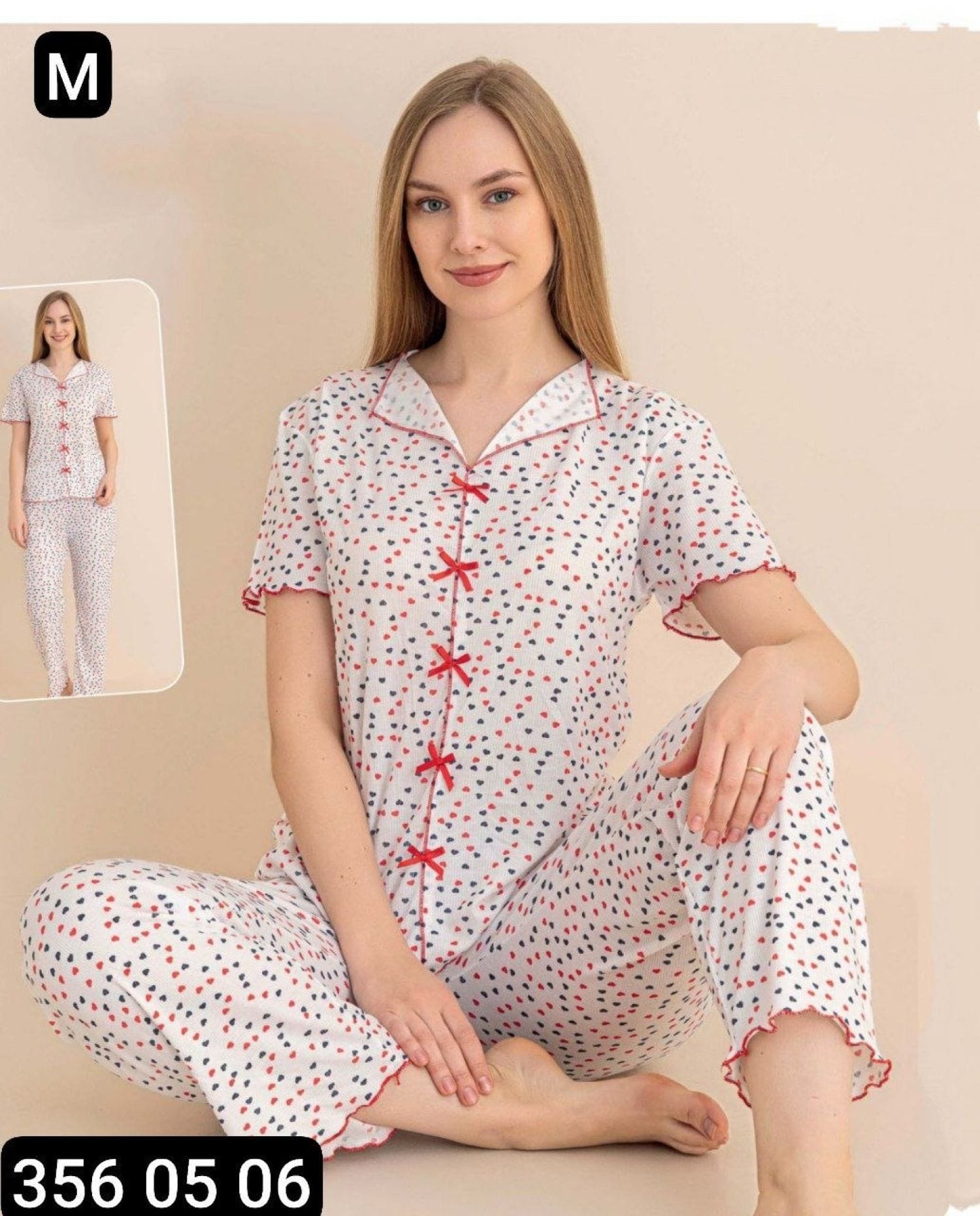 بيجامة نص كم بكلة M-5019