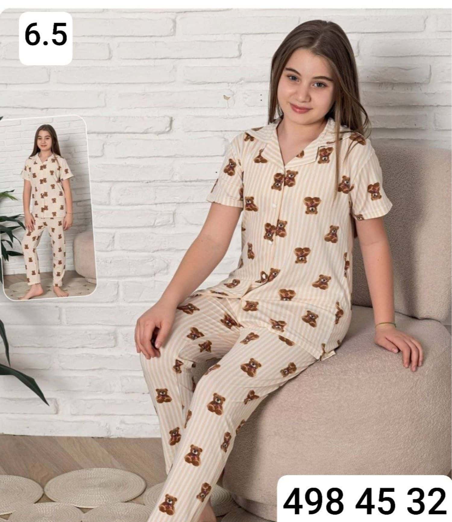 بيجامة بناتي نص كم Ç-4023 1