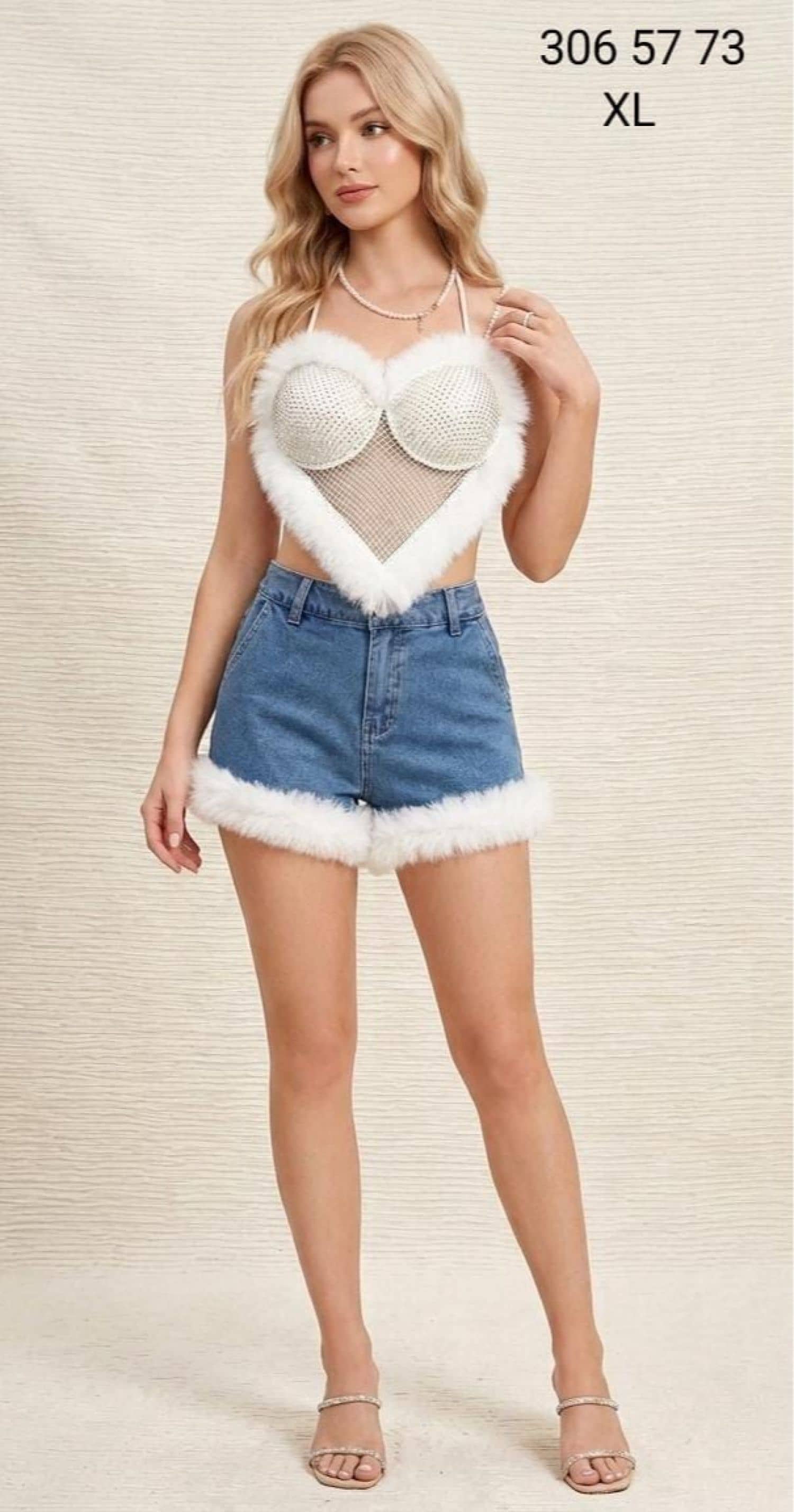 SE Mesh Denim Shorts Set
