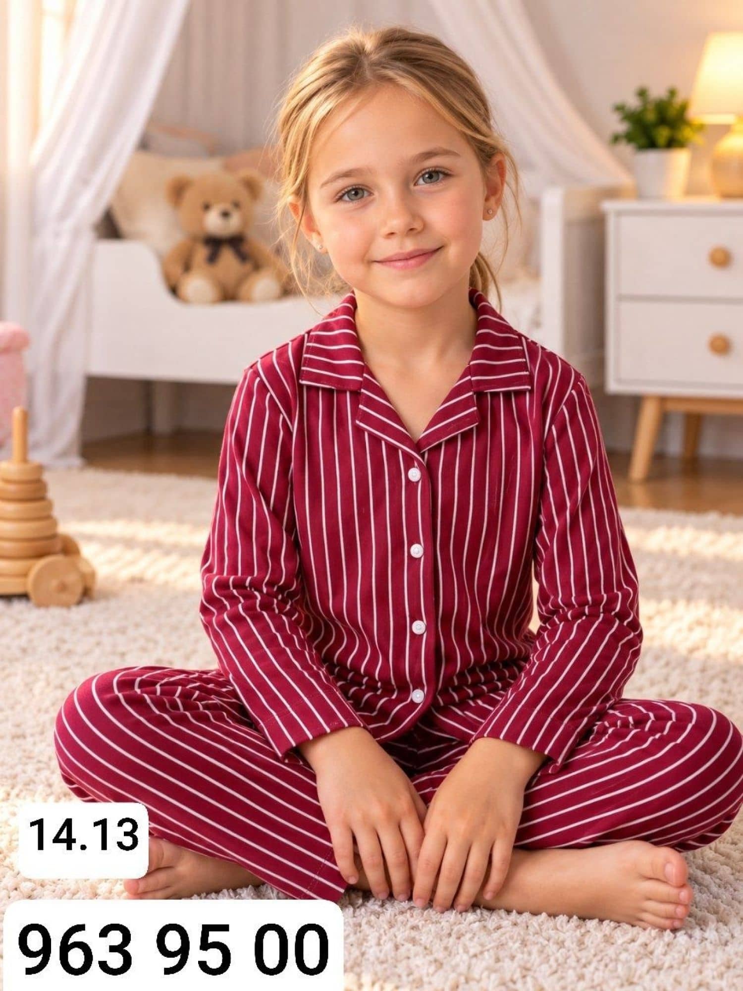Kız Çocuk Düğmeli Kol Pijama Takımı Ç-2000