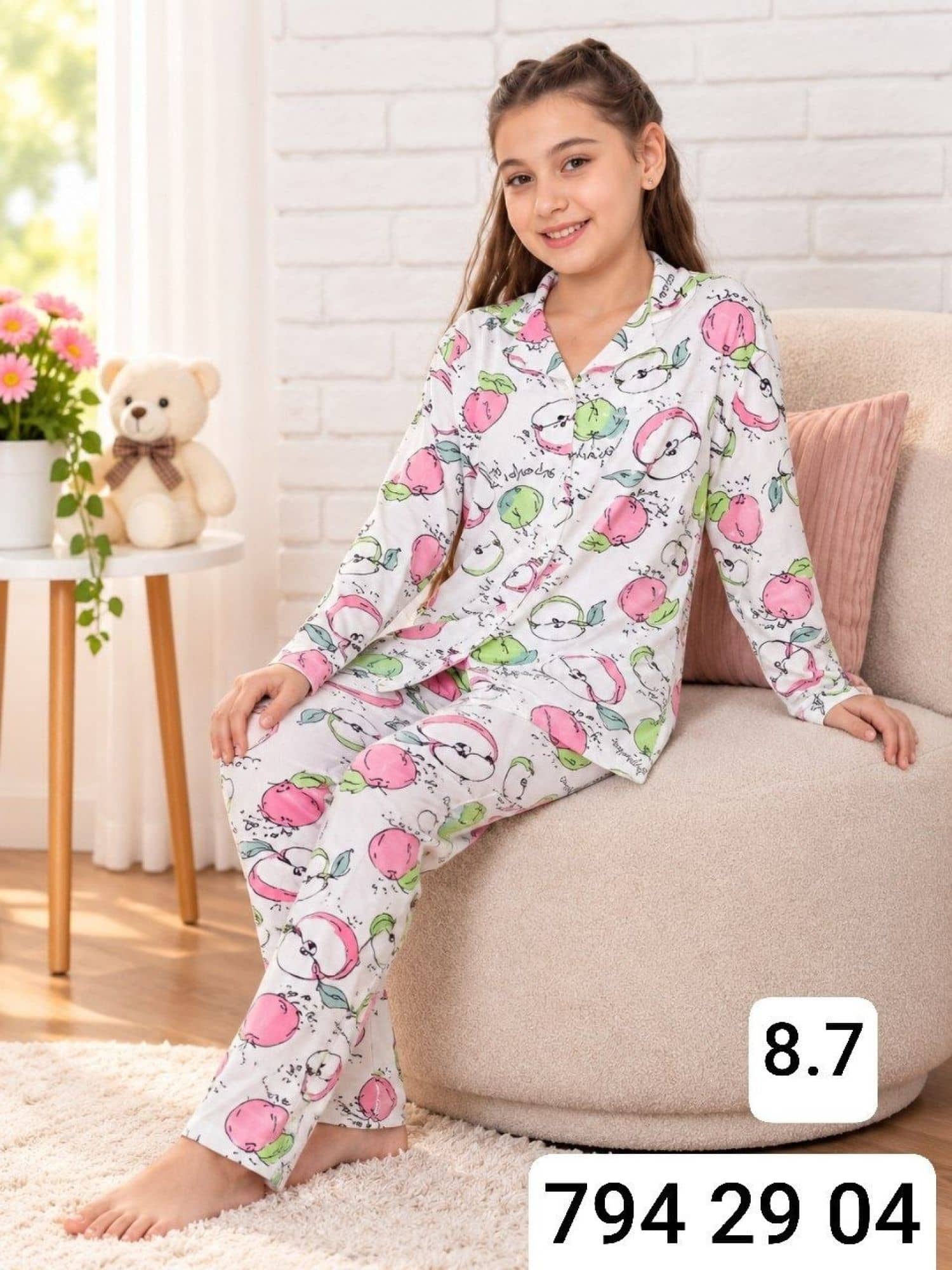 Girls Button-Sleeve Pajama Ç-3000