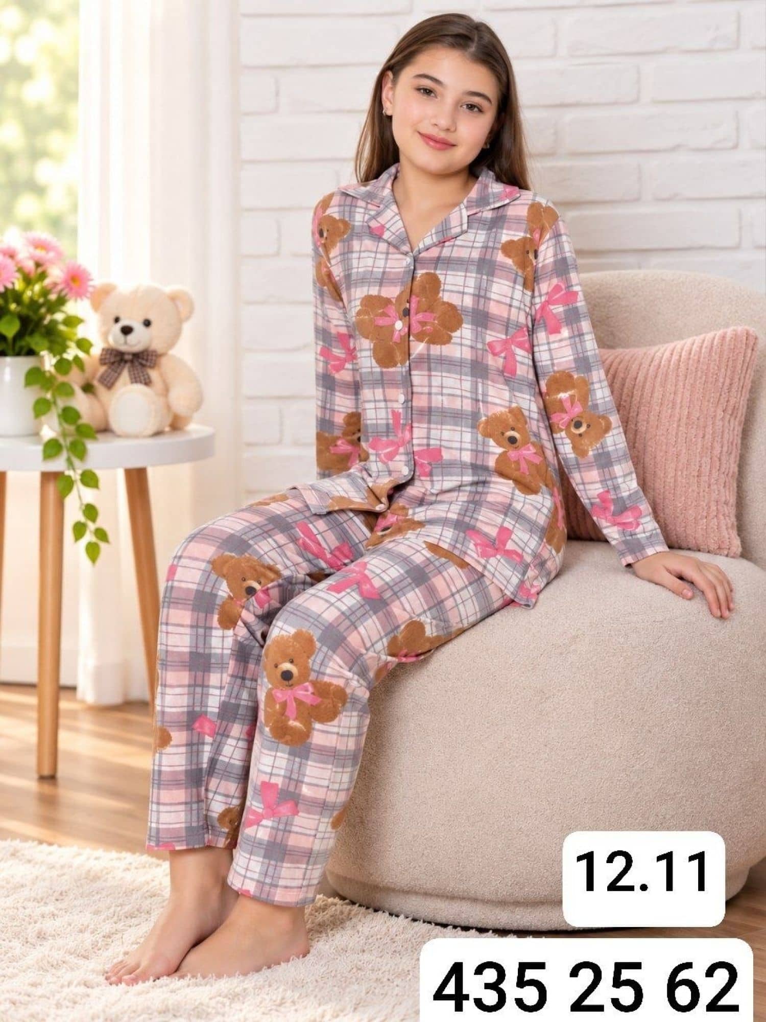 Girls Button Sleeve Pajama Ç-3000