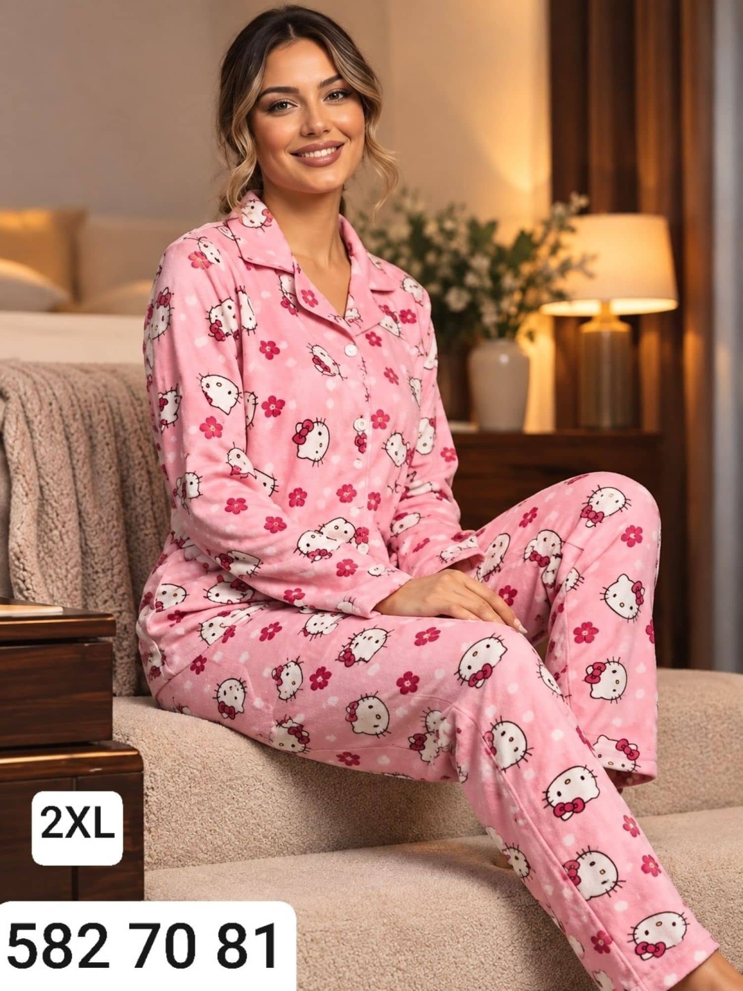 SUET-8400 Button Sleeve Pajama