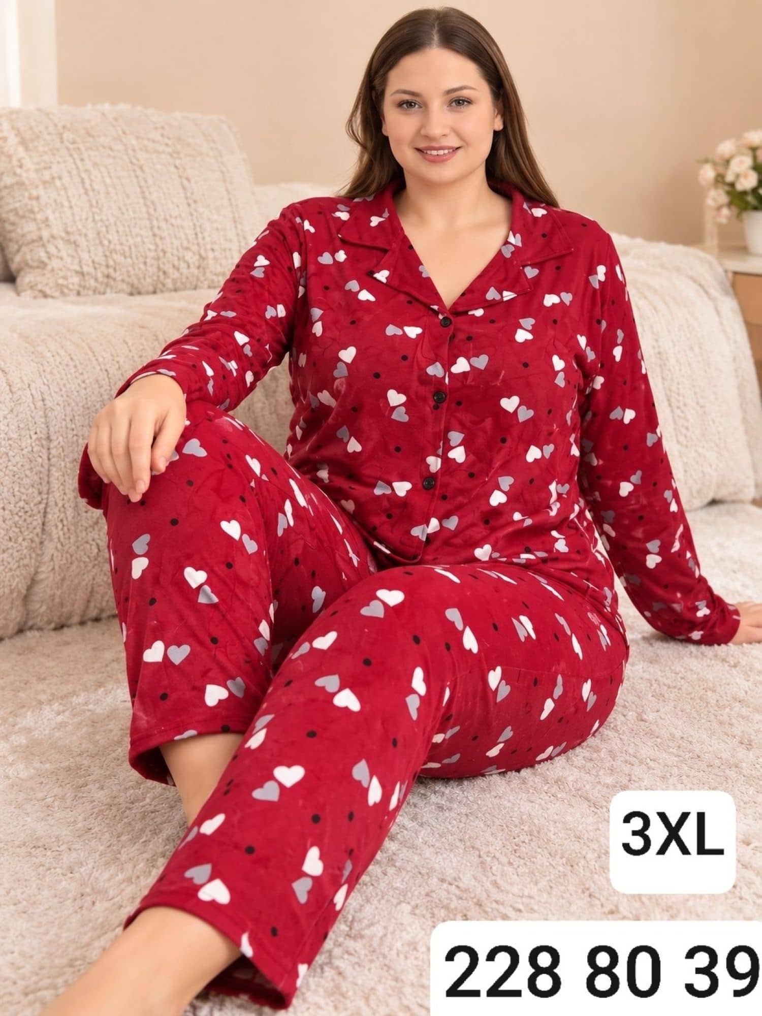 Düğme Kollu Pijama B-100
