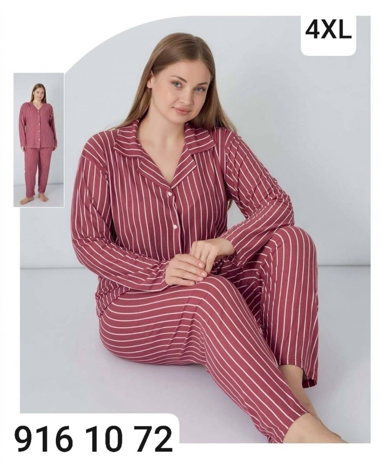 Düğmeli Uzun Kollu Pijama B-100