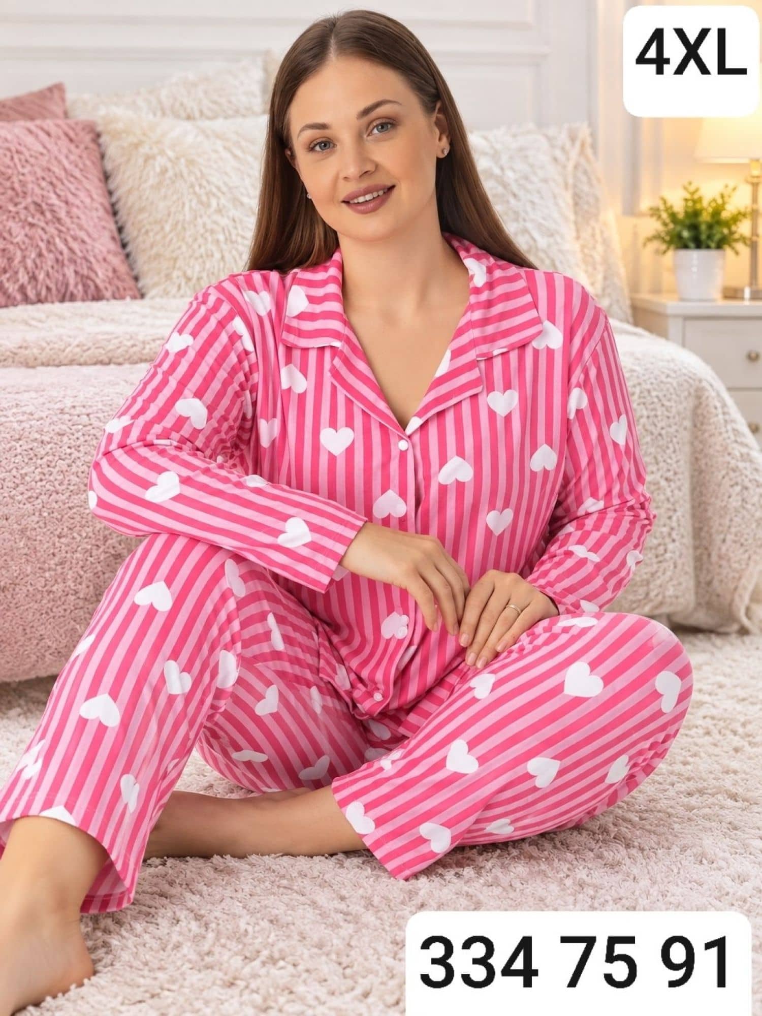 Düğme Kollu Pijama Takımı B-100