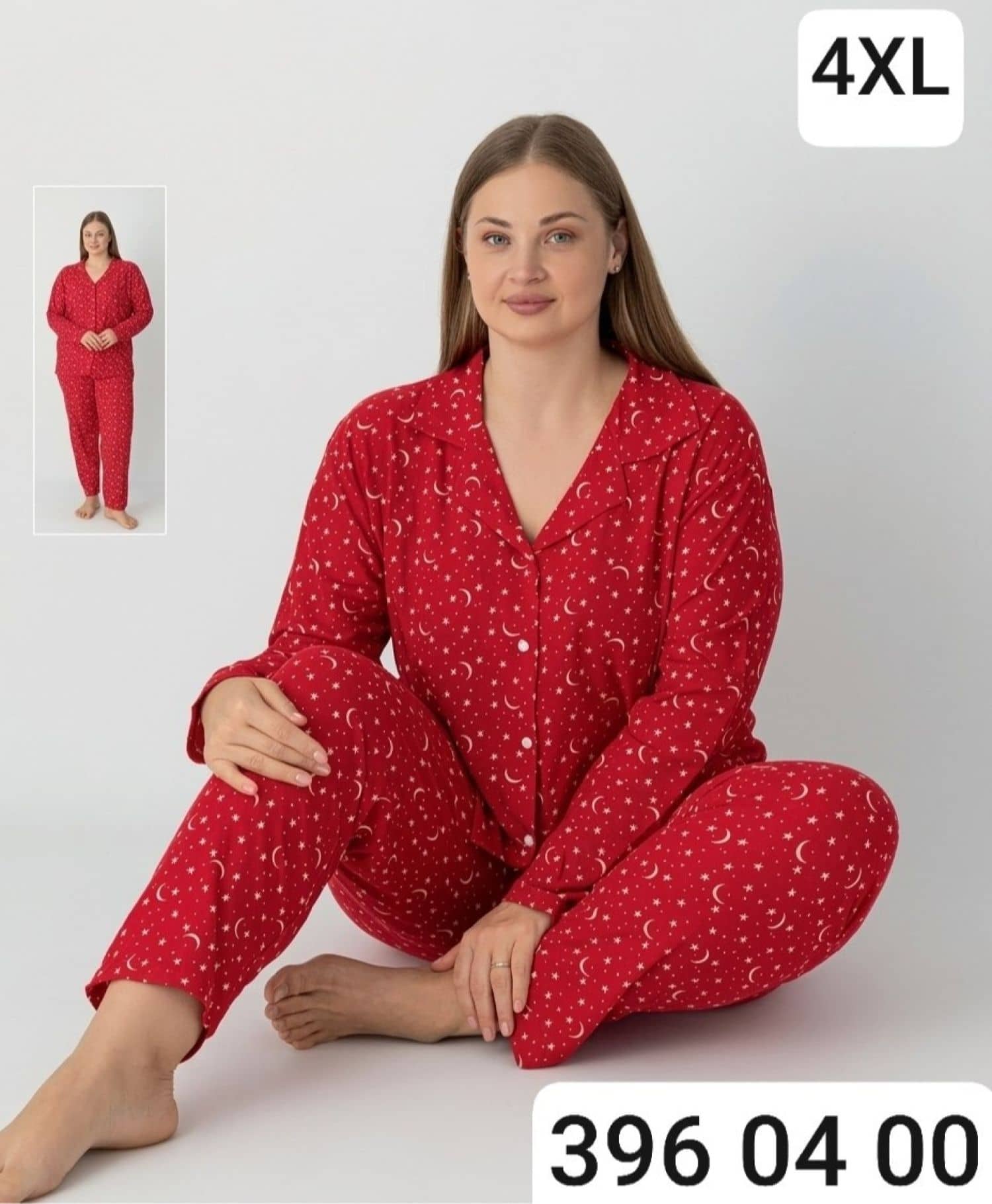 Düğmeli Uzun Kollu Pijama B-100