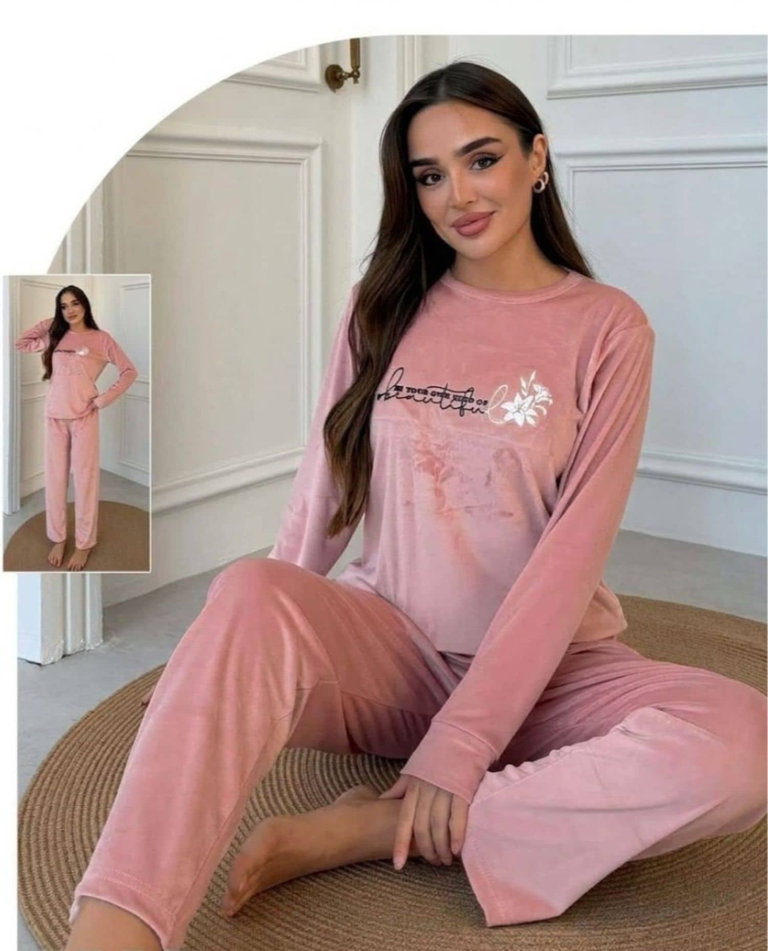 بيجامة مخمل سادة KA-013