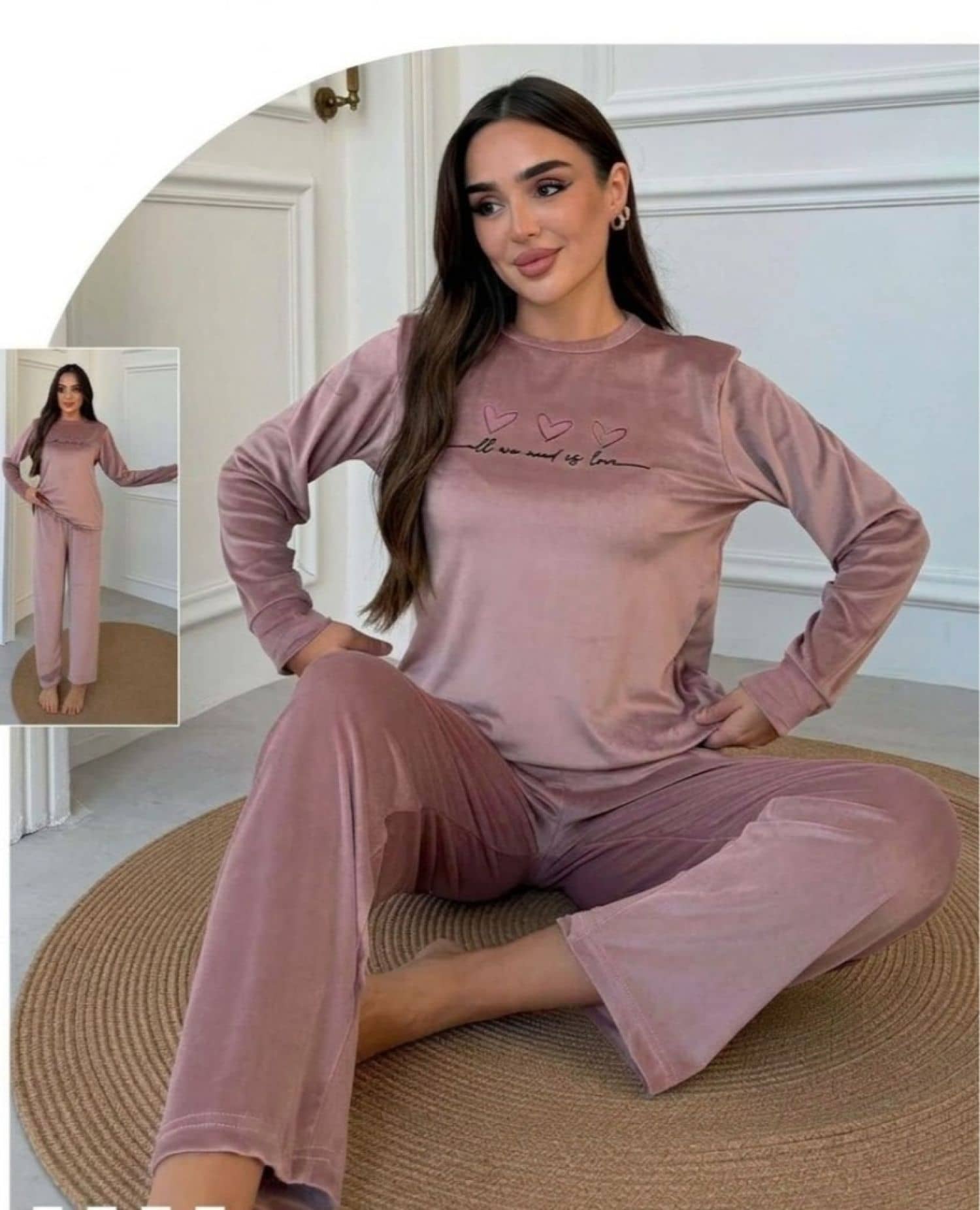 بيجامة مخمل سادة KA-013