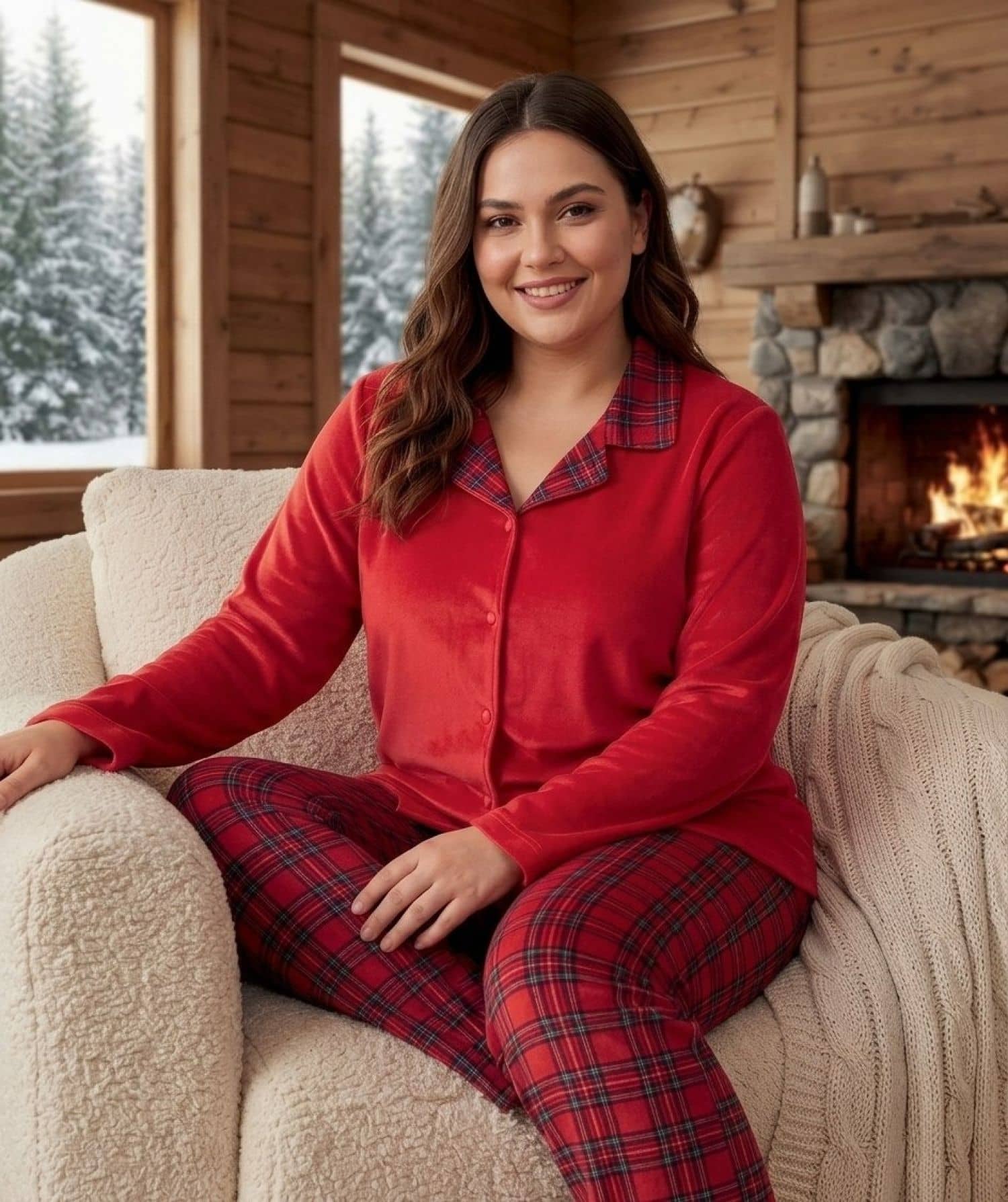 Jumbo Düğmeli Kol Pijama miss-8340