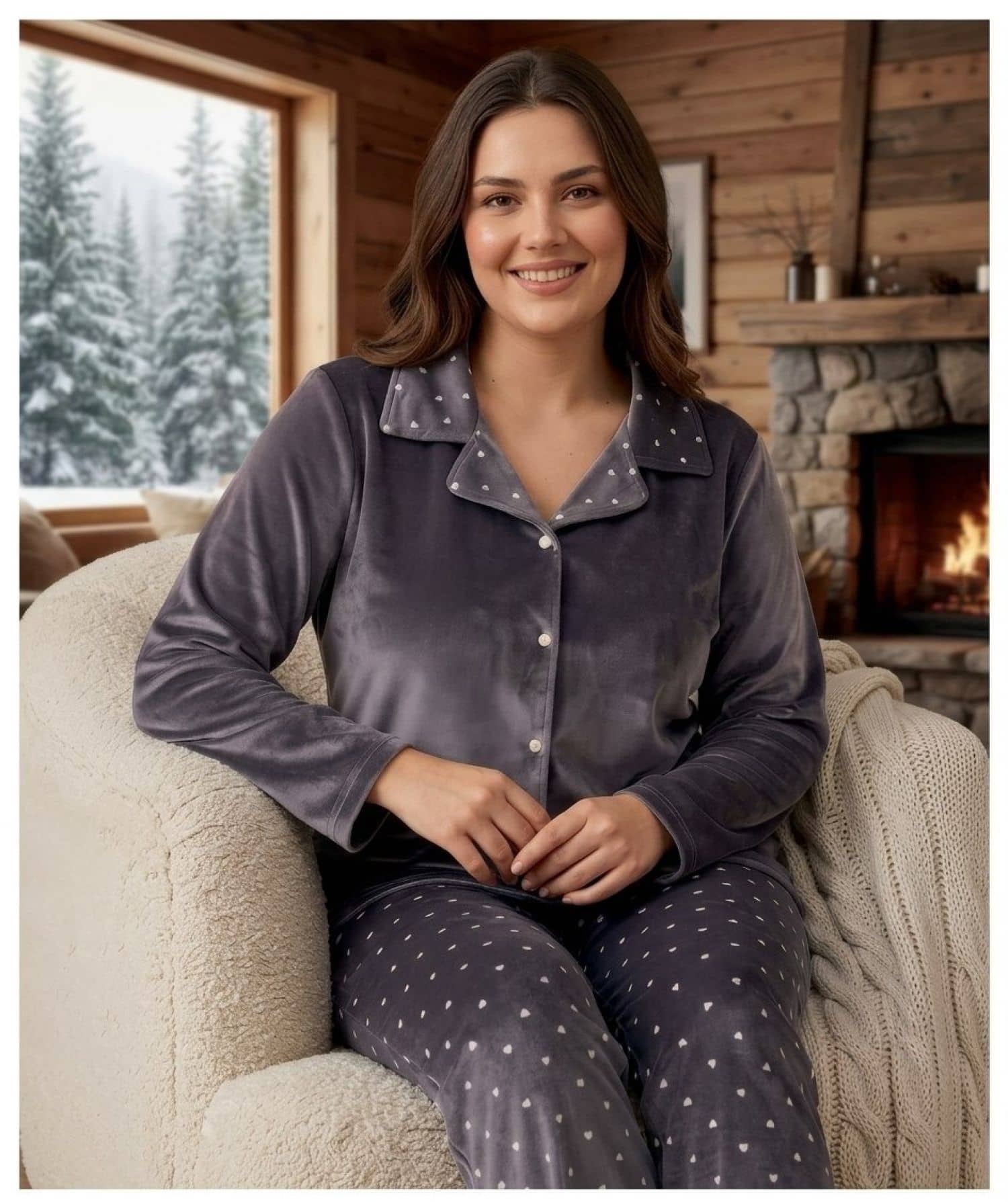 Jumbo Button Sleeve Pajama miss-8340