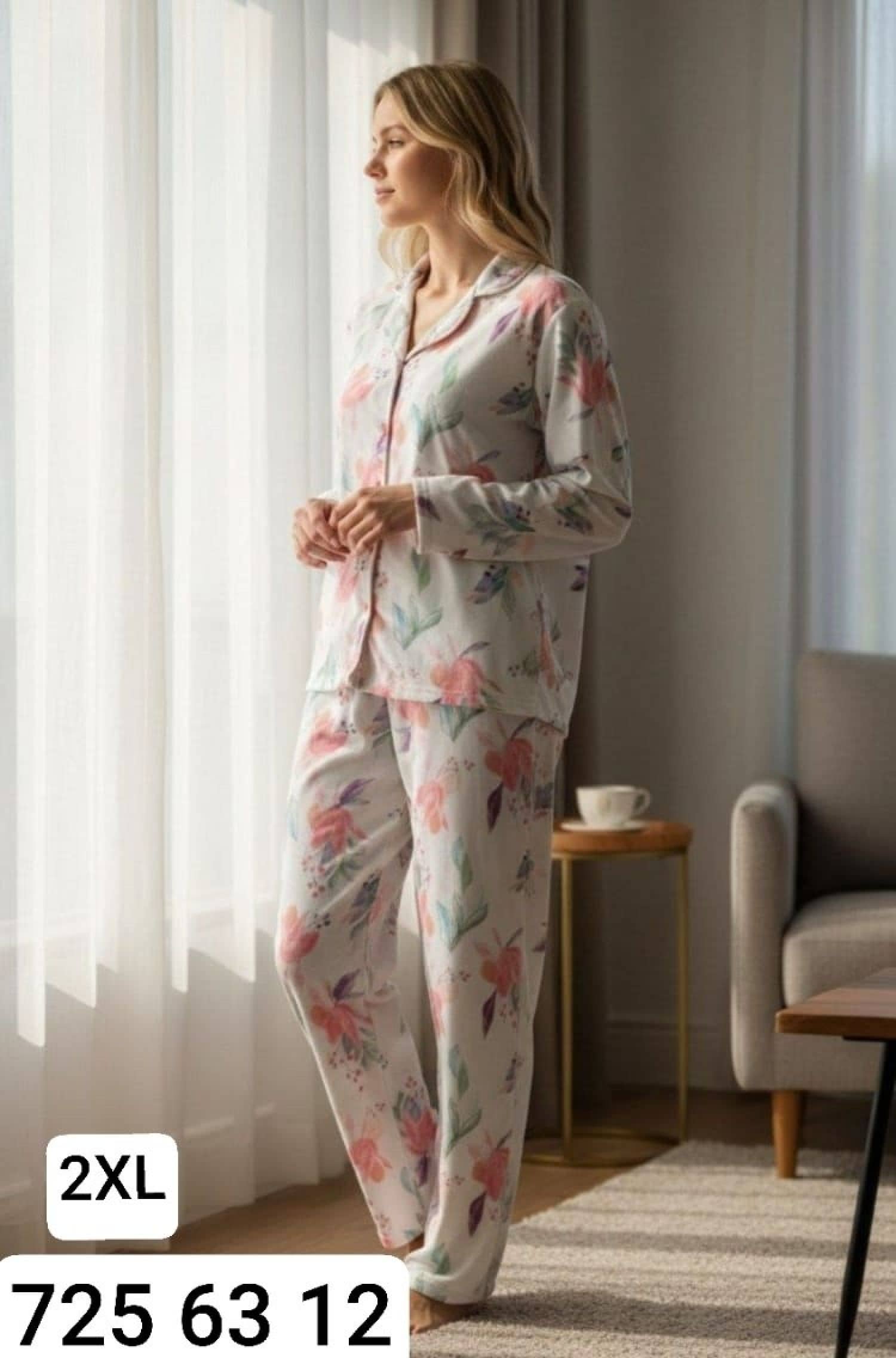 Button Long Sleeve Pajamas PS-7000