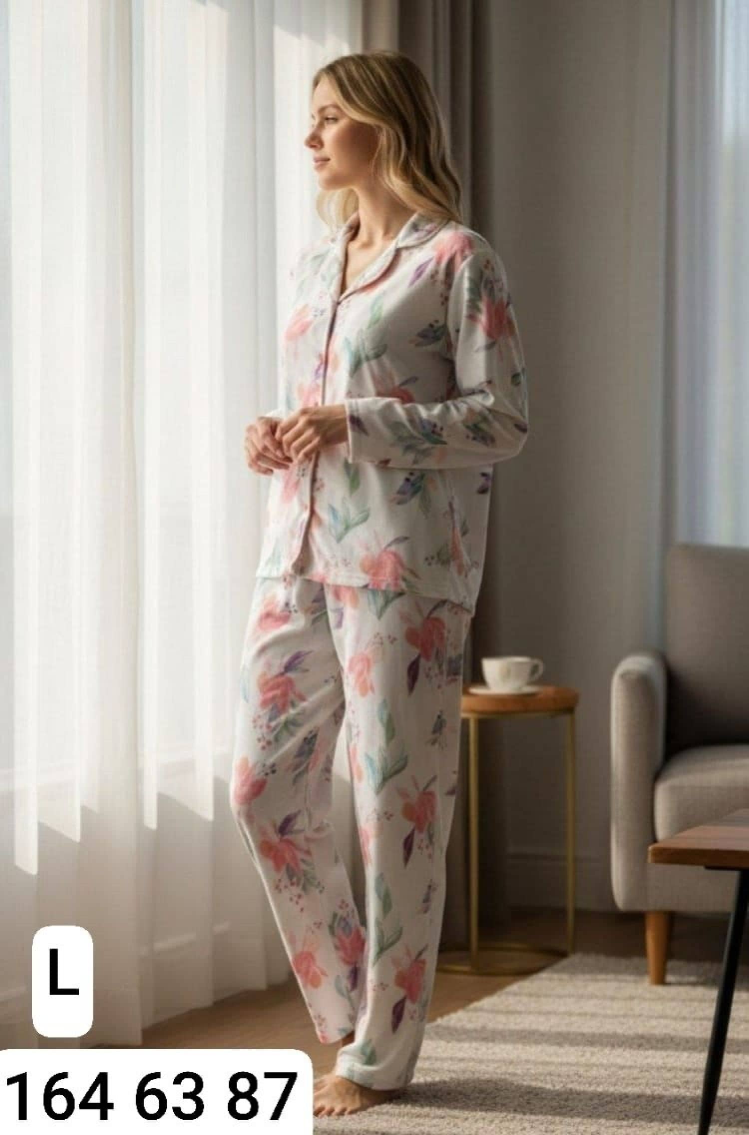 Button Long Sleeve Pajamas PS-7000