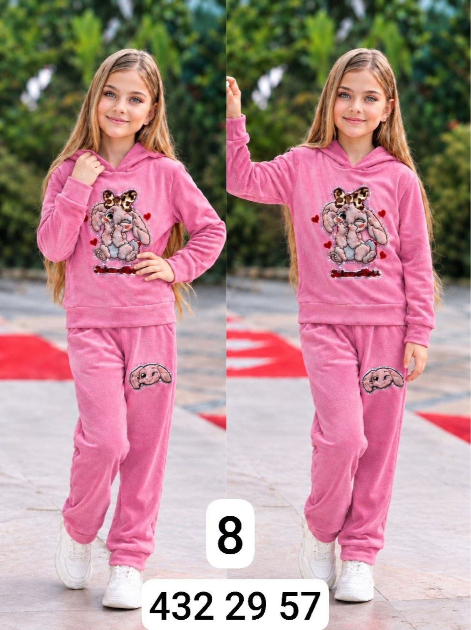بيجامة بناتي مخمل ارنب بكلة