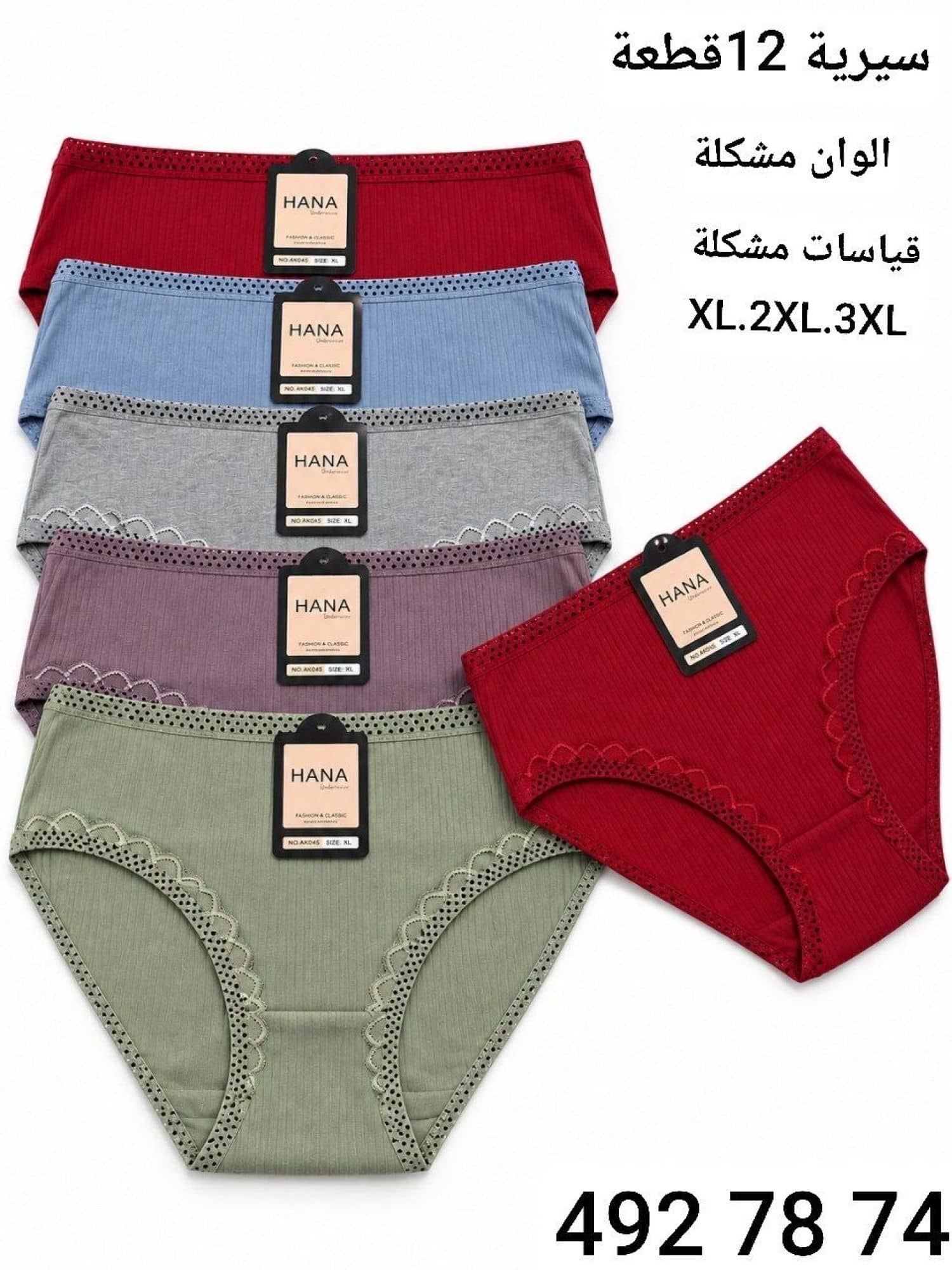 Ribbed Lace-Trimmed Briefs HA-037