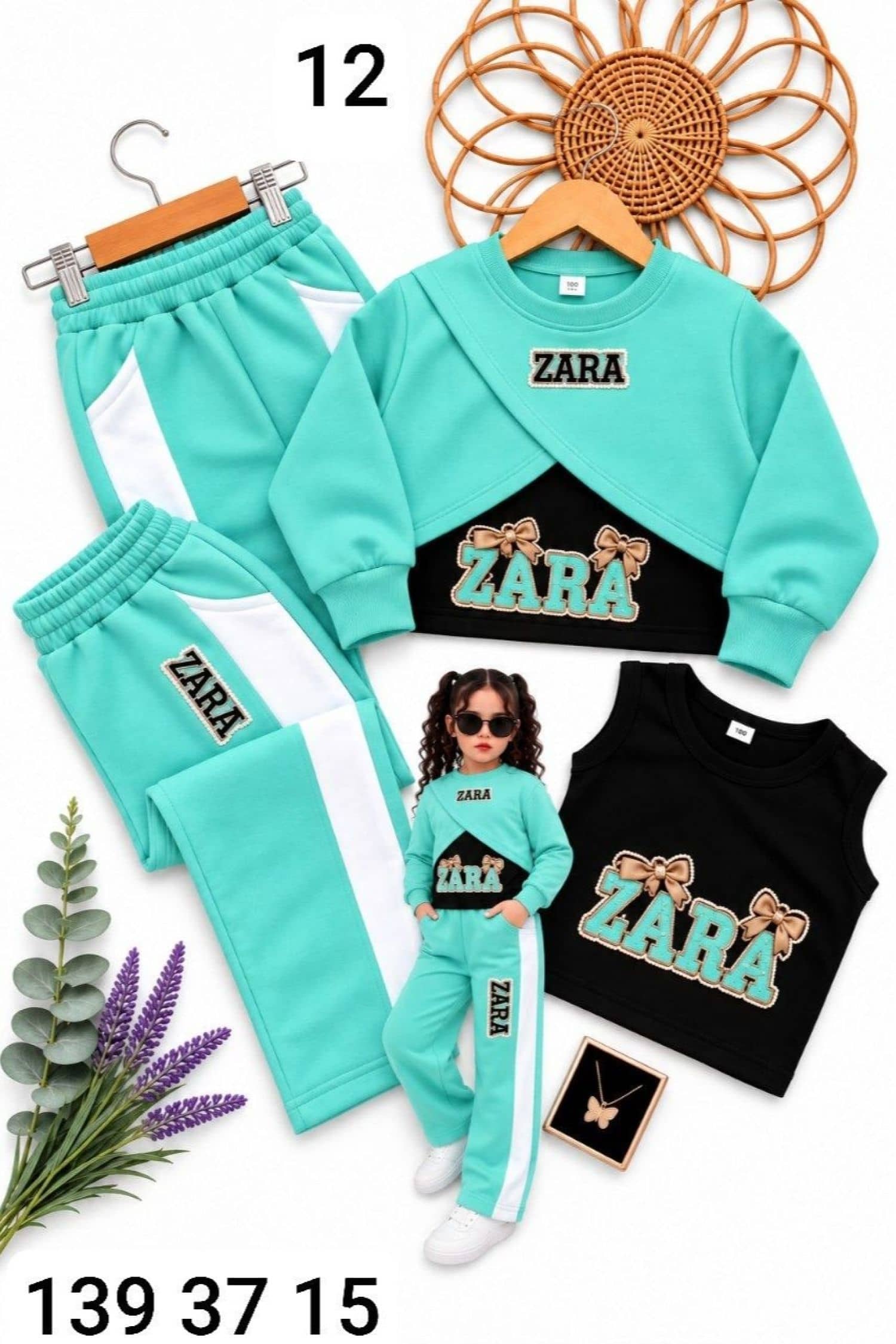 ZARA 3'lü kız çocuk pijama takımı
