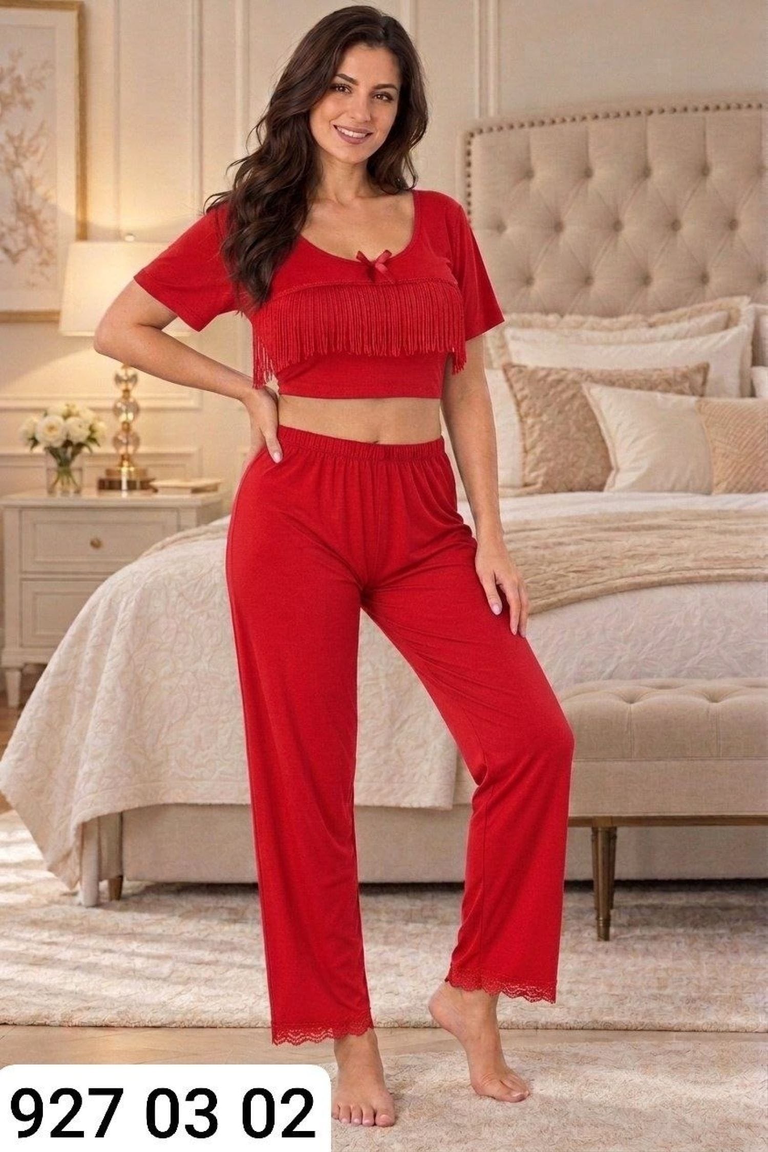 بيجامة نسائي نص كم L2431