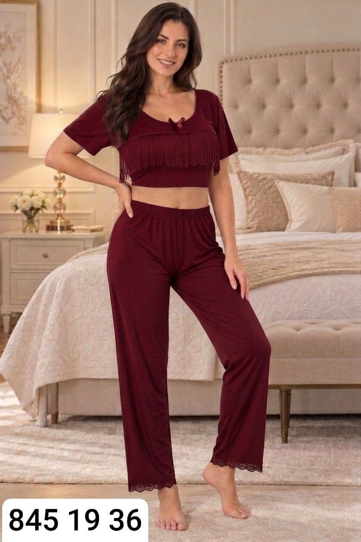 بيجامة نسائي نص كم L2431