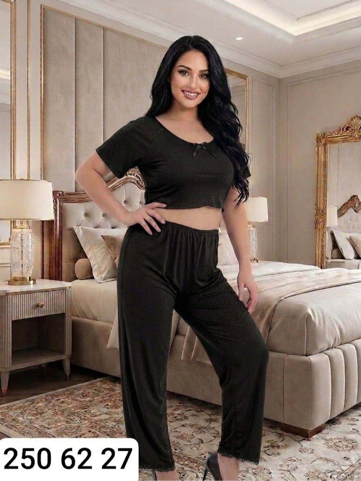بيجامة نسائي نص كم L2434