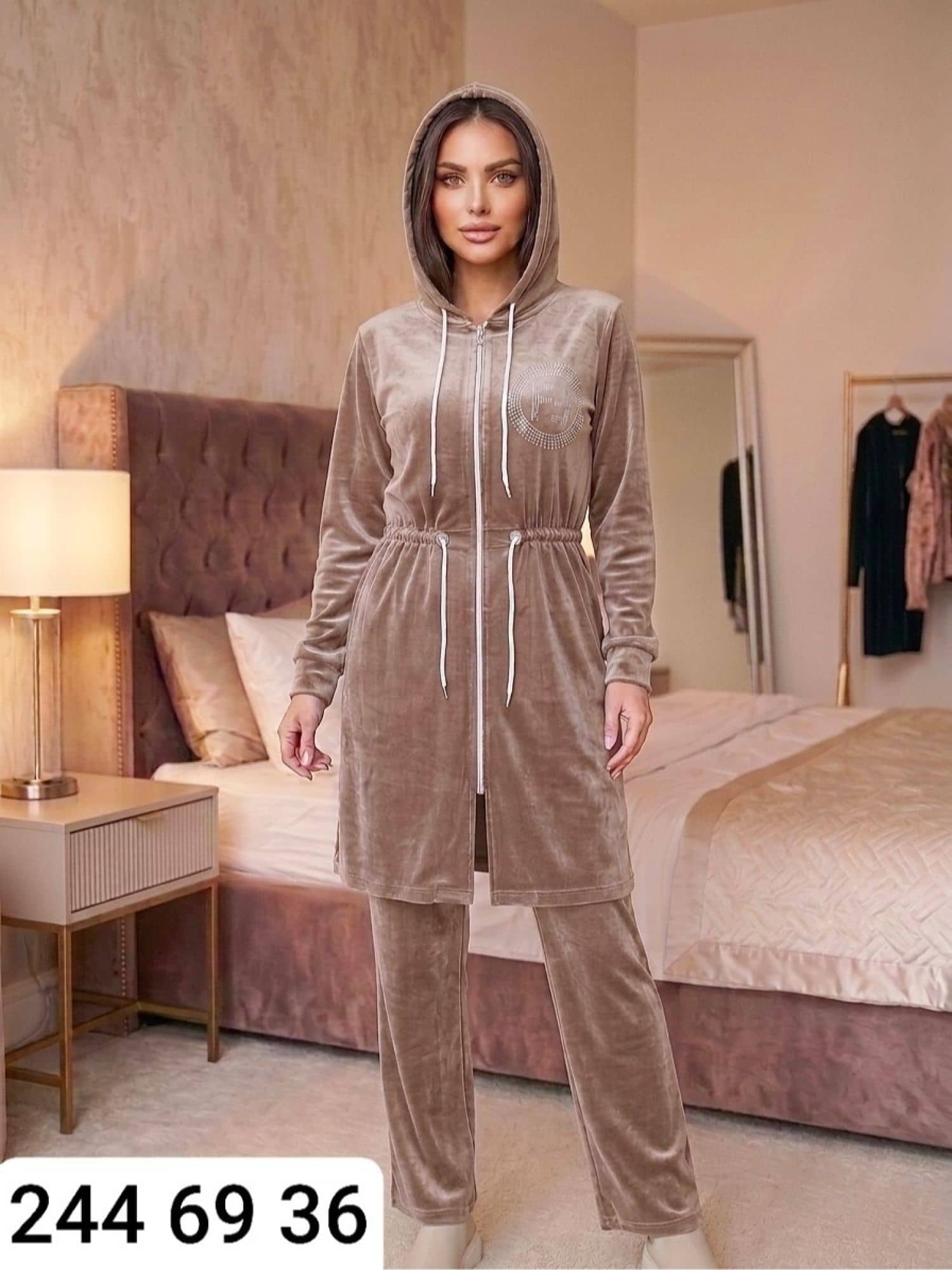 Kadife Kapüşonlu Tesettür Pijama