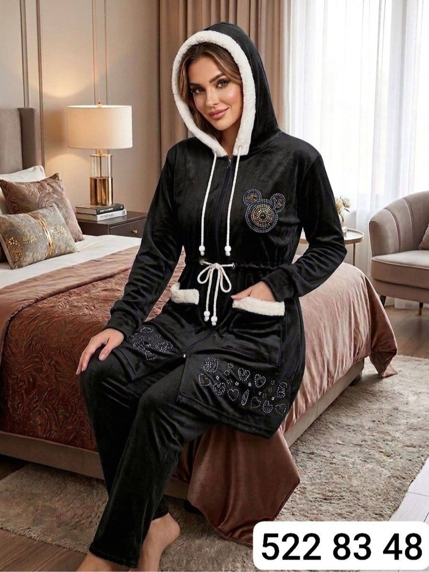 Elmas Modest Velvet Pajamas