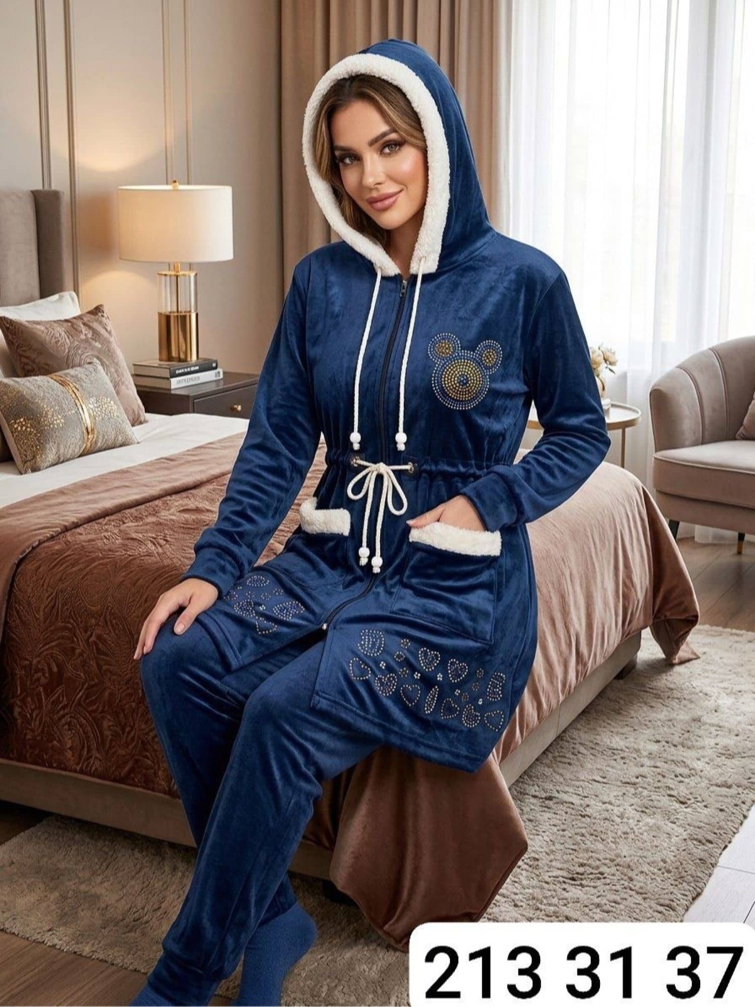 Elmas Tesettür Kadife Pijama