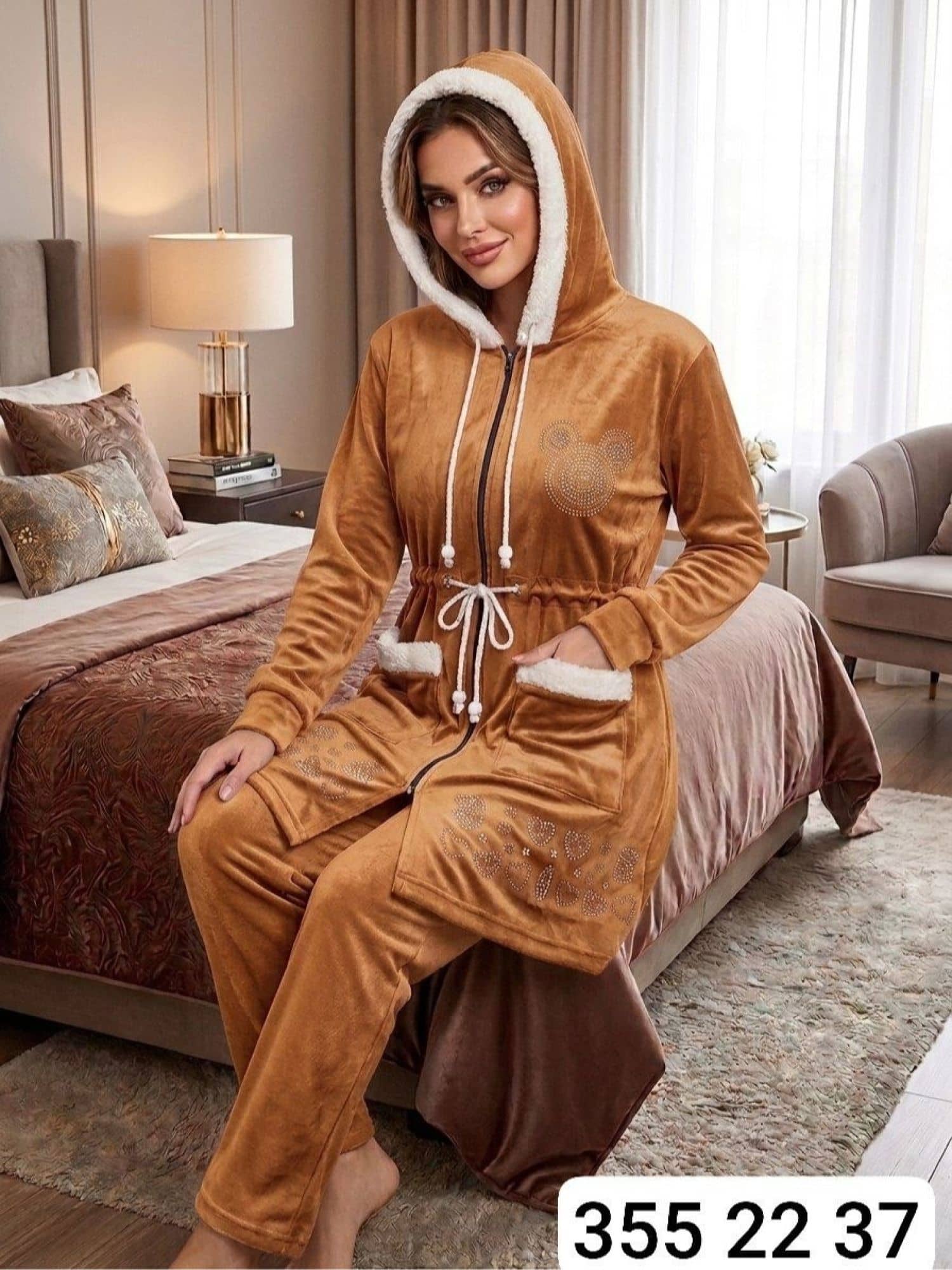 Elmas Tesettür Kadife Pijama