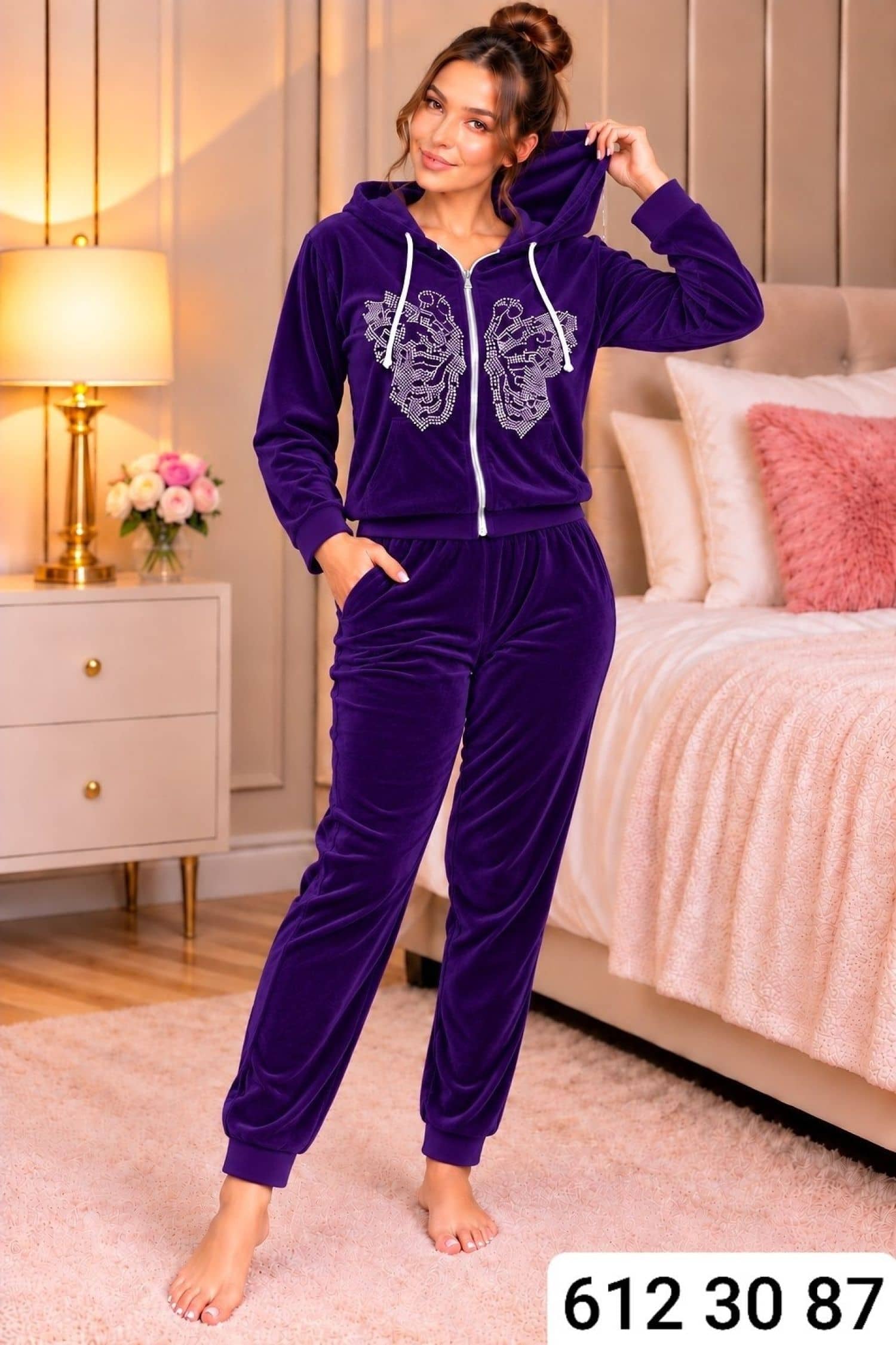 Elmas Kelebek Kadife Pijama