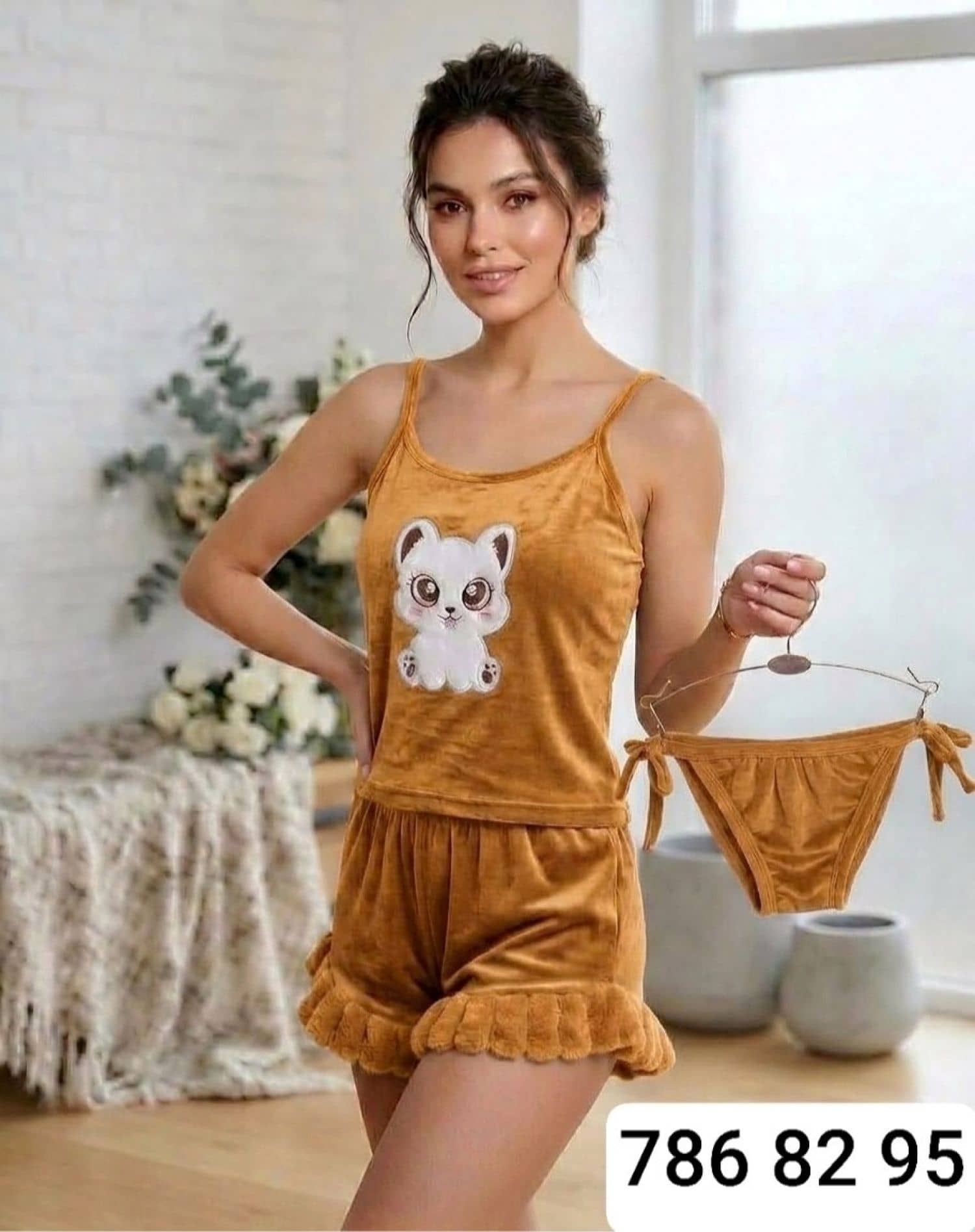 BA 3-Piece Velvet Shorts Set