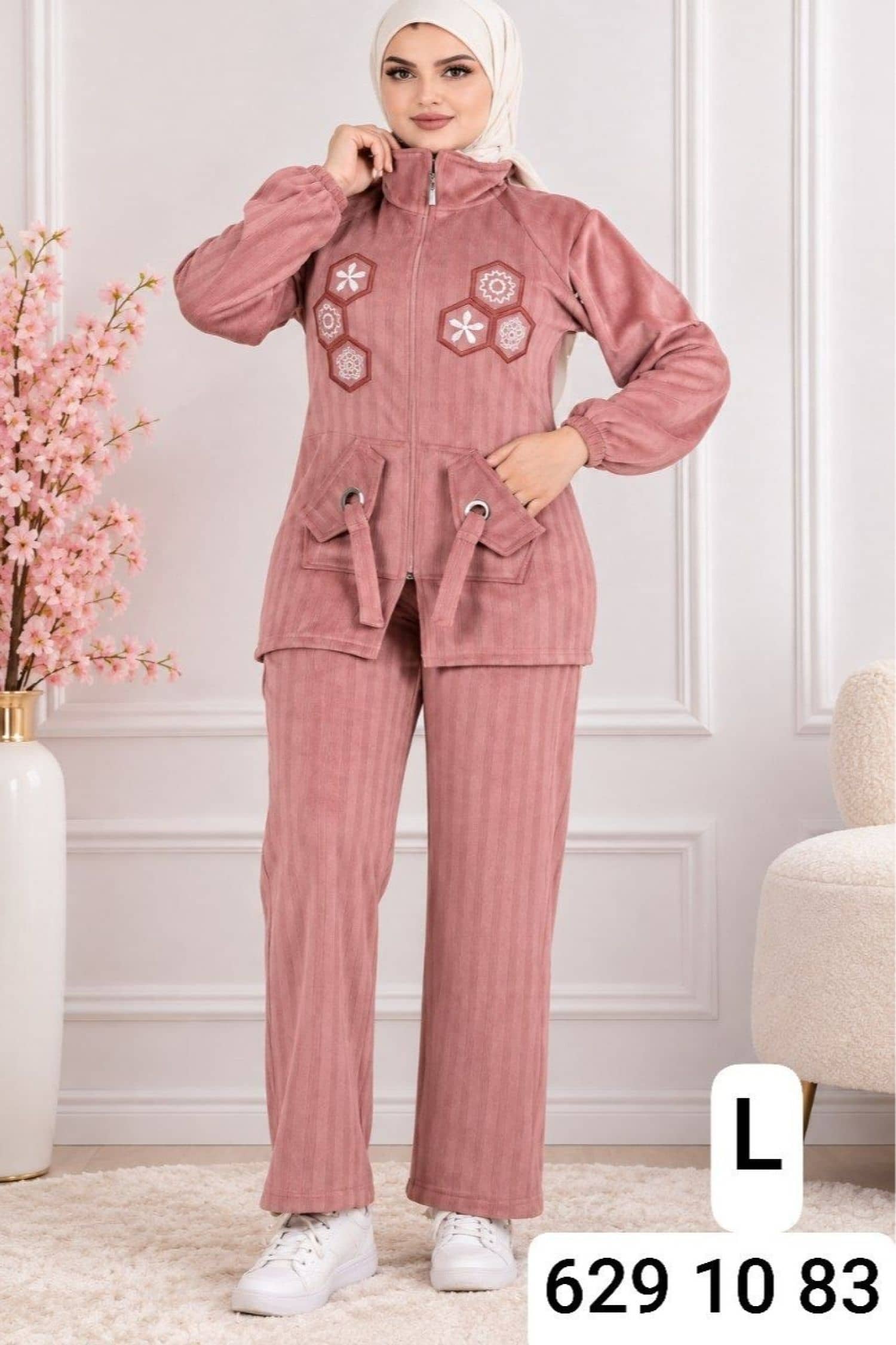 Kadife Fermuarlı Pijama 7711