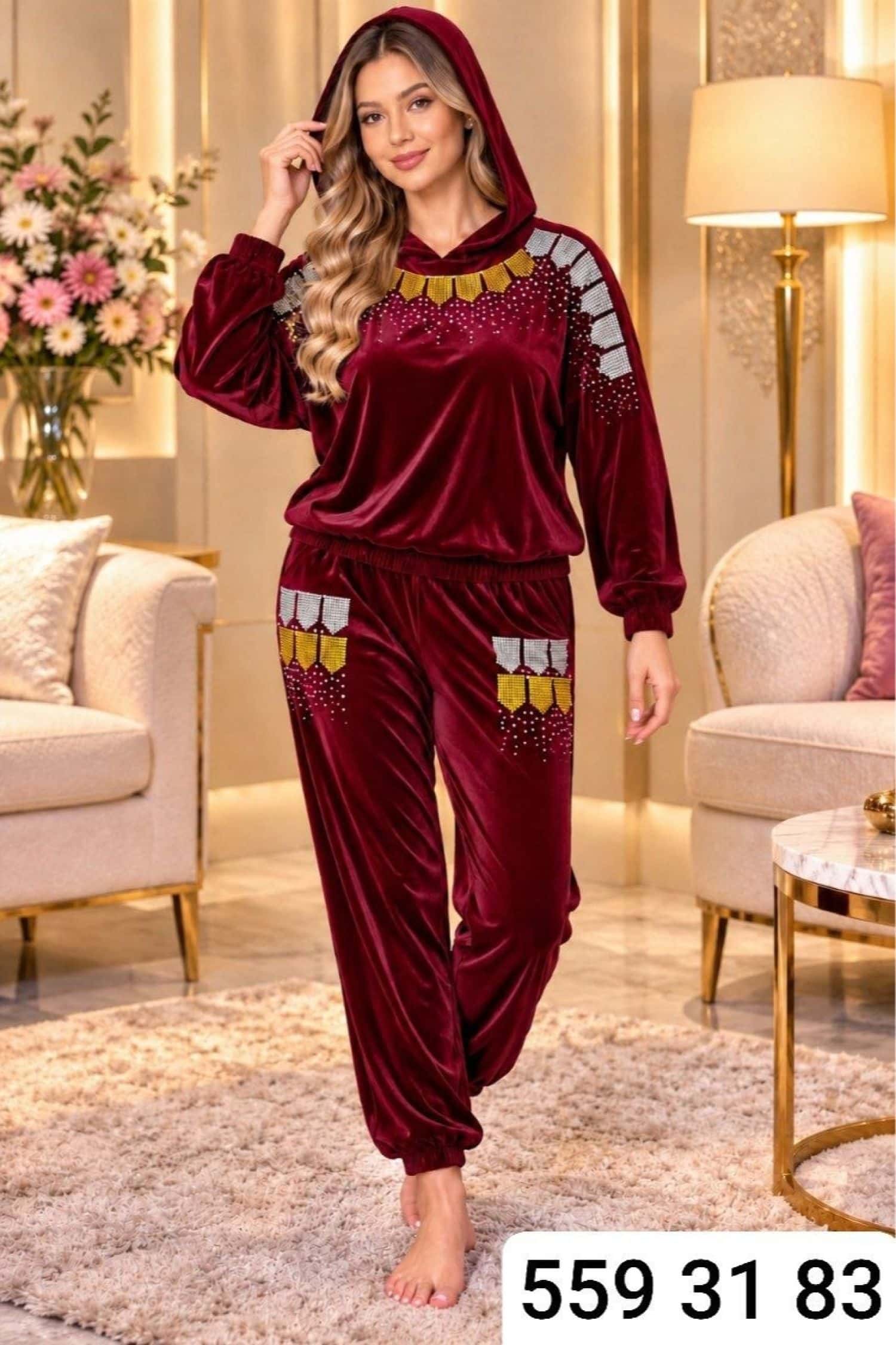 بيجامة مخمل الماس 2458 1