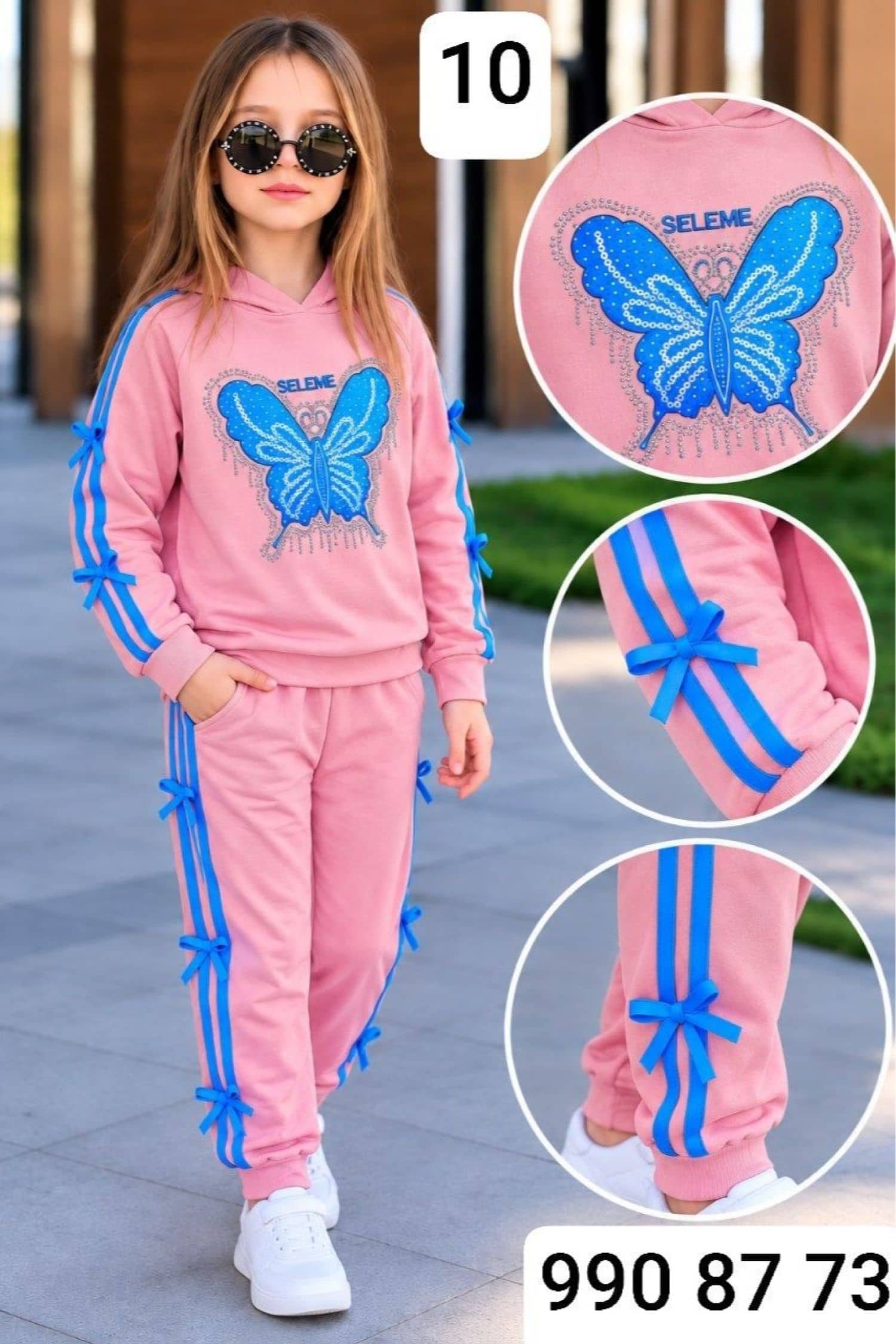 Kız Çocuk Kapüşonlu Kelebek Pijama SE