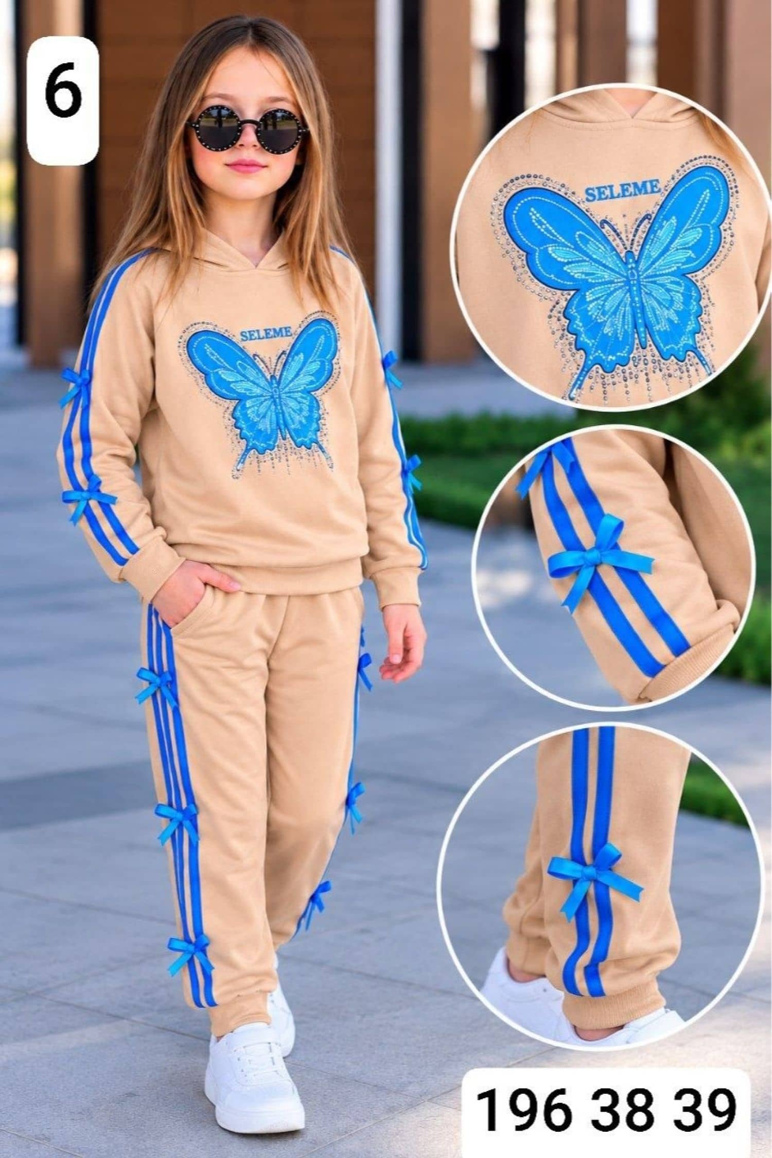 Kız Çocuk Kapüşonlu Kelebek Pijama SE