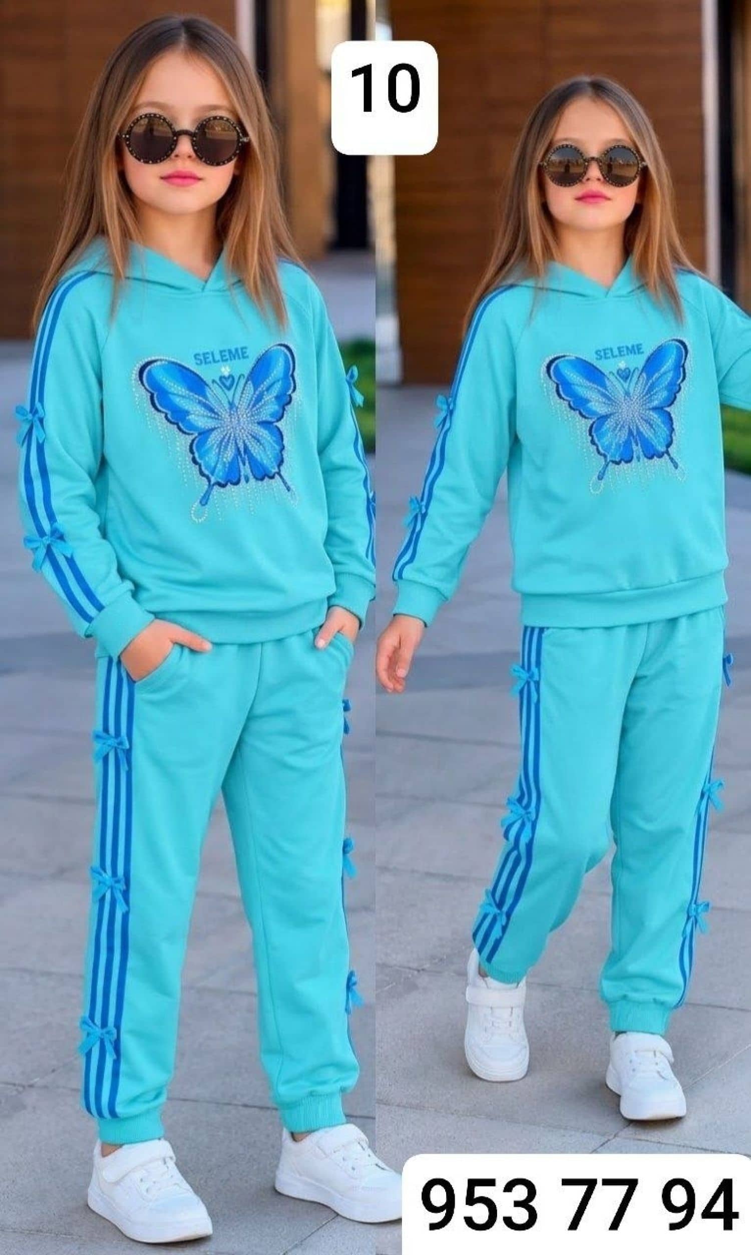 Kız Çocuk Kapüşonlu Kelebek Pijama SE
