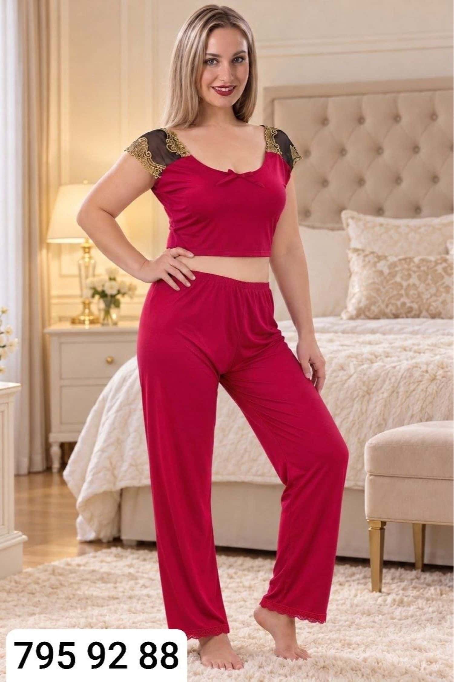 بيجامة نسائي نص كم L2433 1
