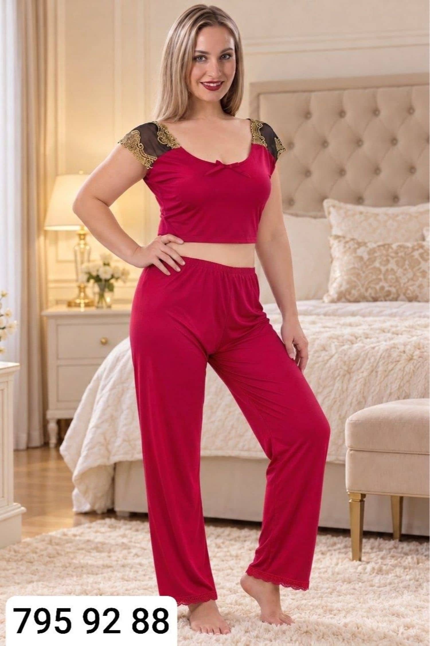 بيجامة نسائي نص كم L2433