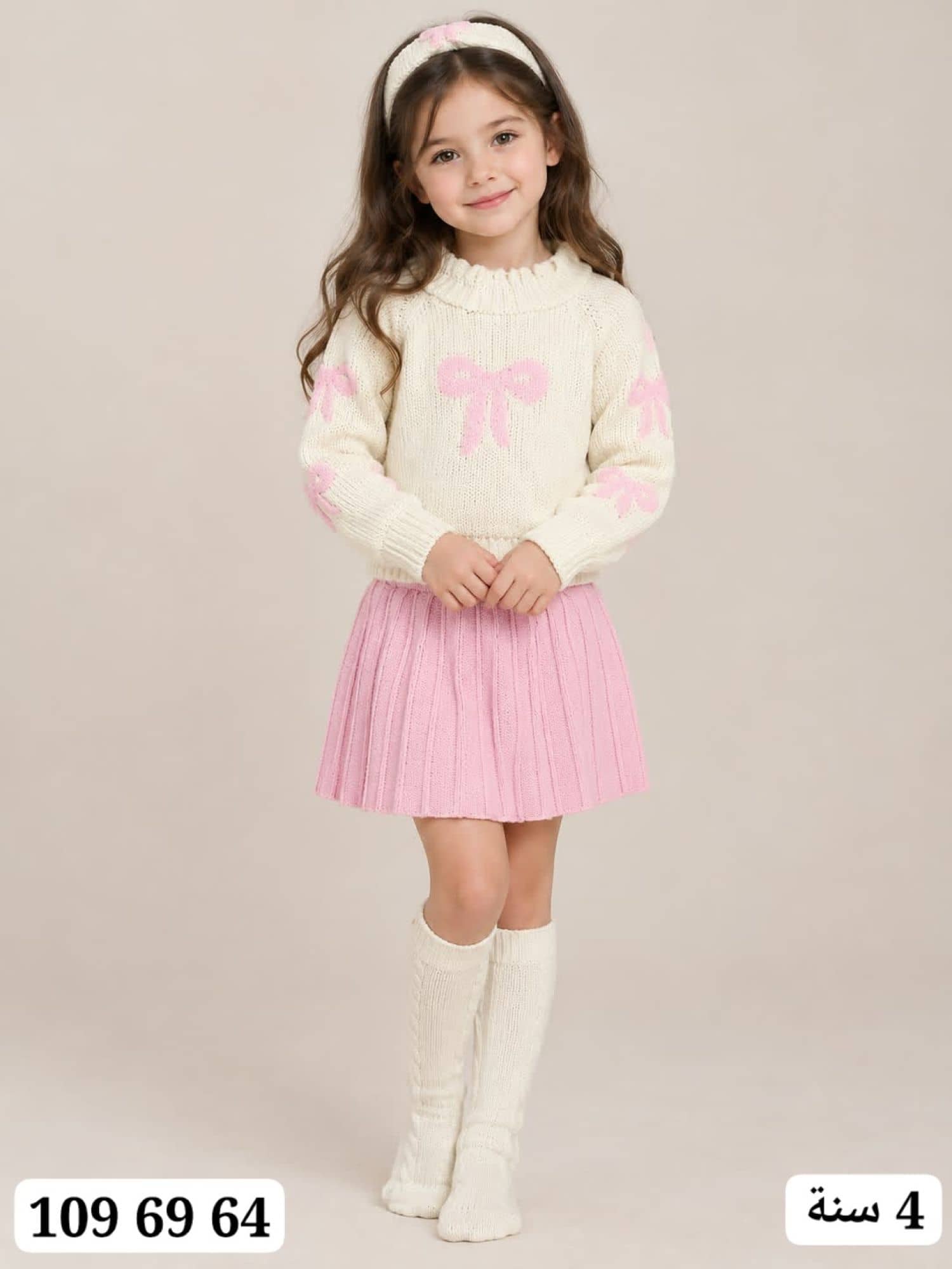 Girls' Knit Set with Hair Clip