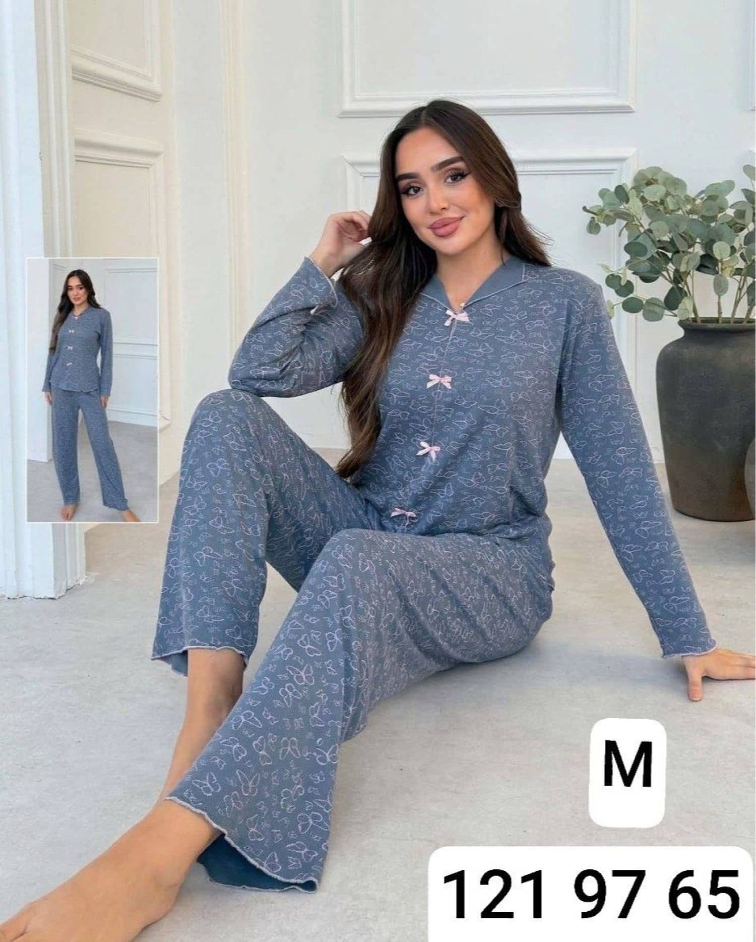 بيجامة كم بكلة M-800