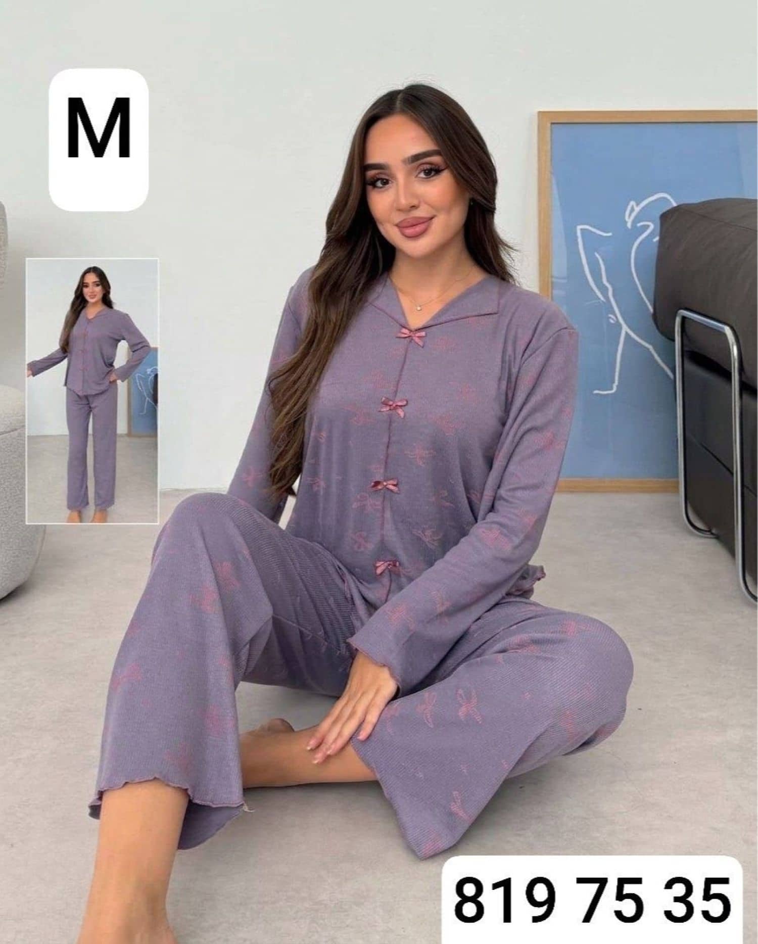Manşetli Kol Pijama M-800