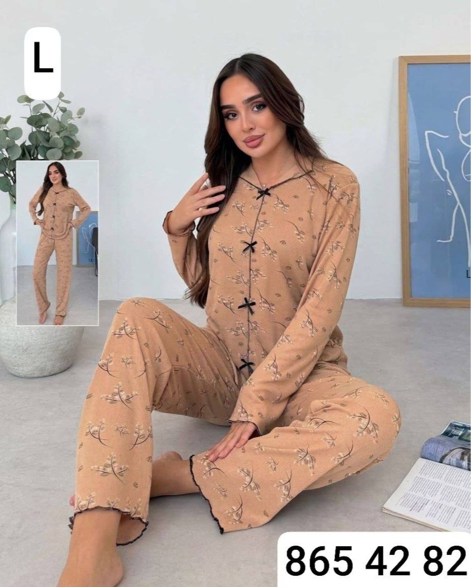 بيجامة كم بكلة M-800