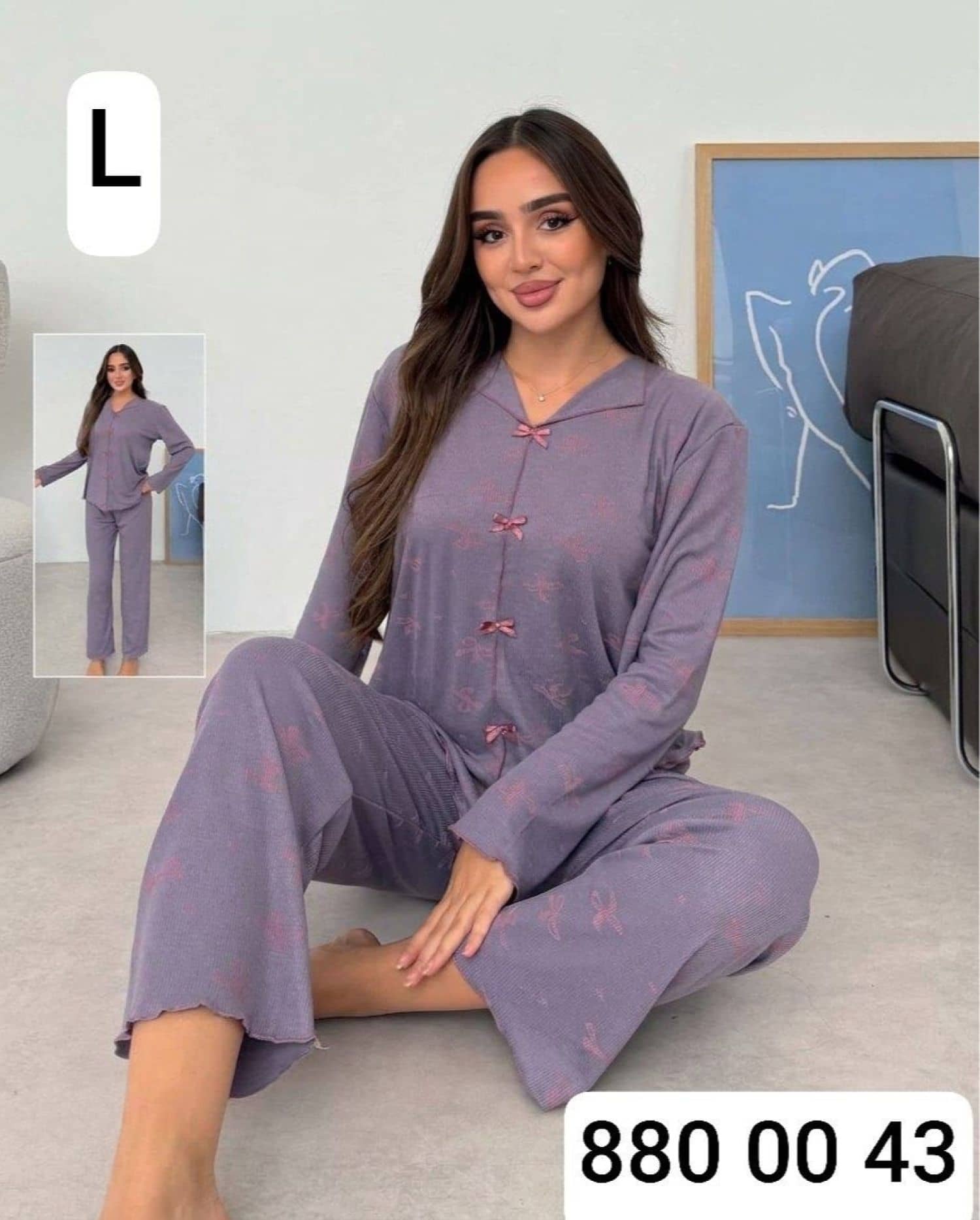 Manşetli Kol Pijama M-800