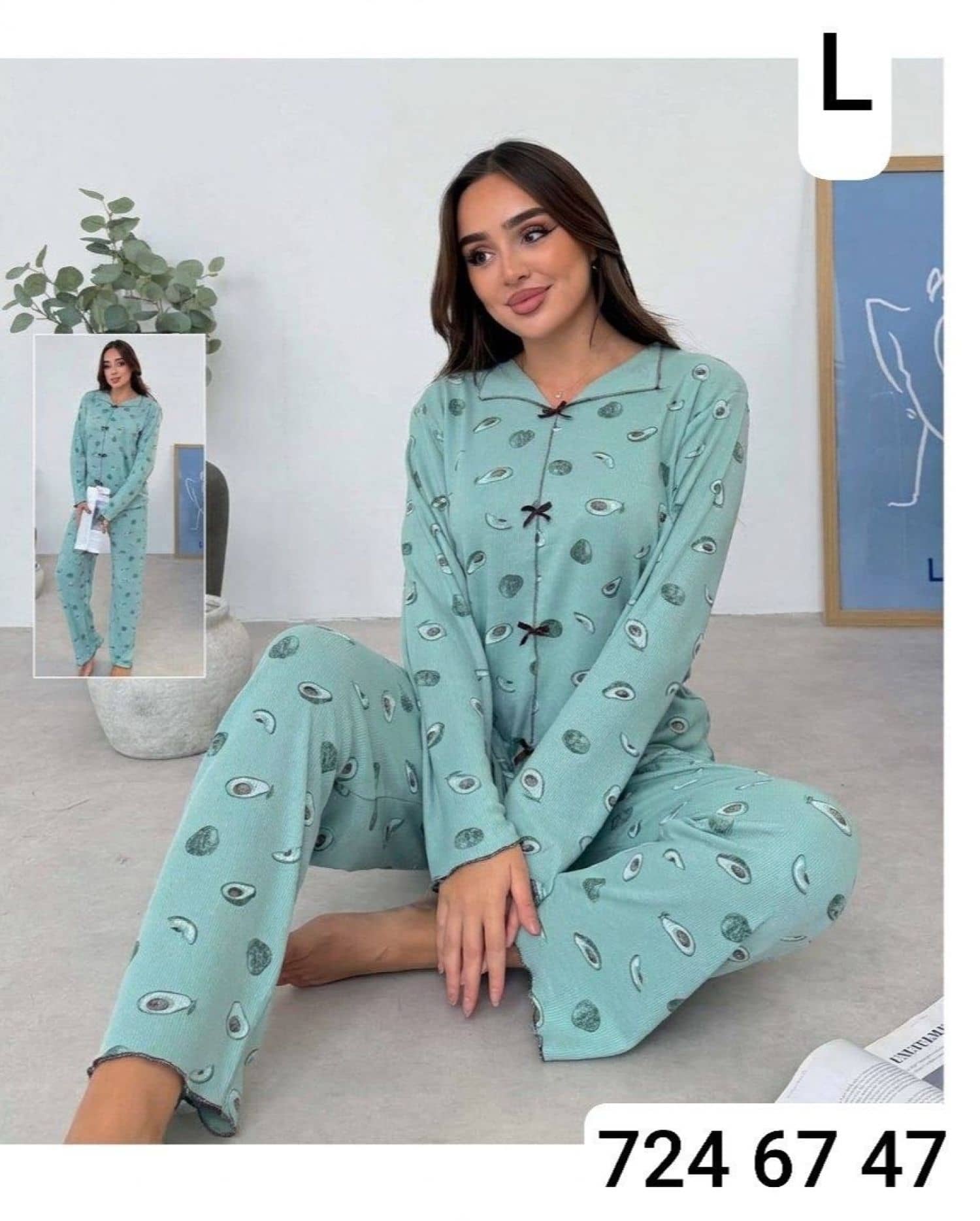 Long Sleeve Pajama with Scrunchie M-800