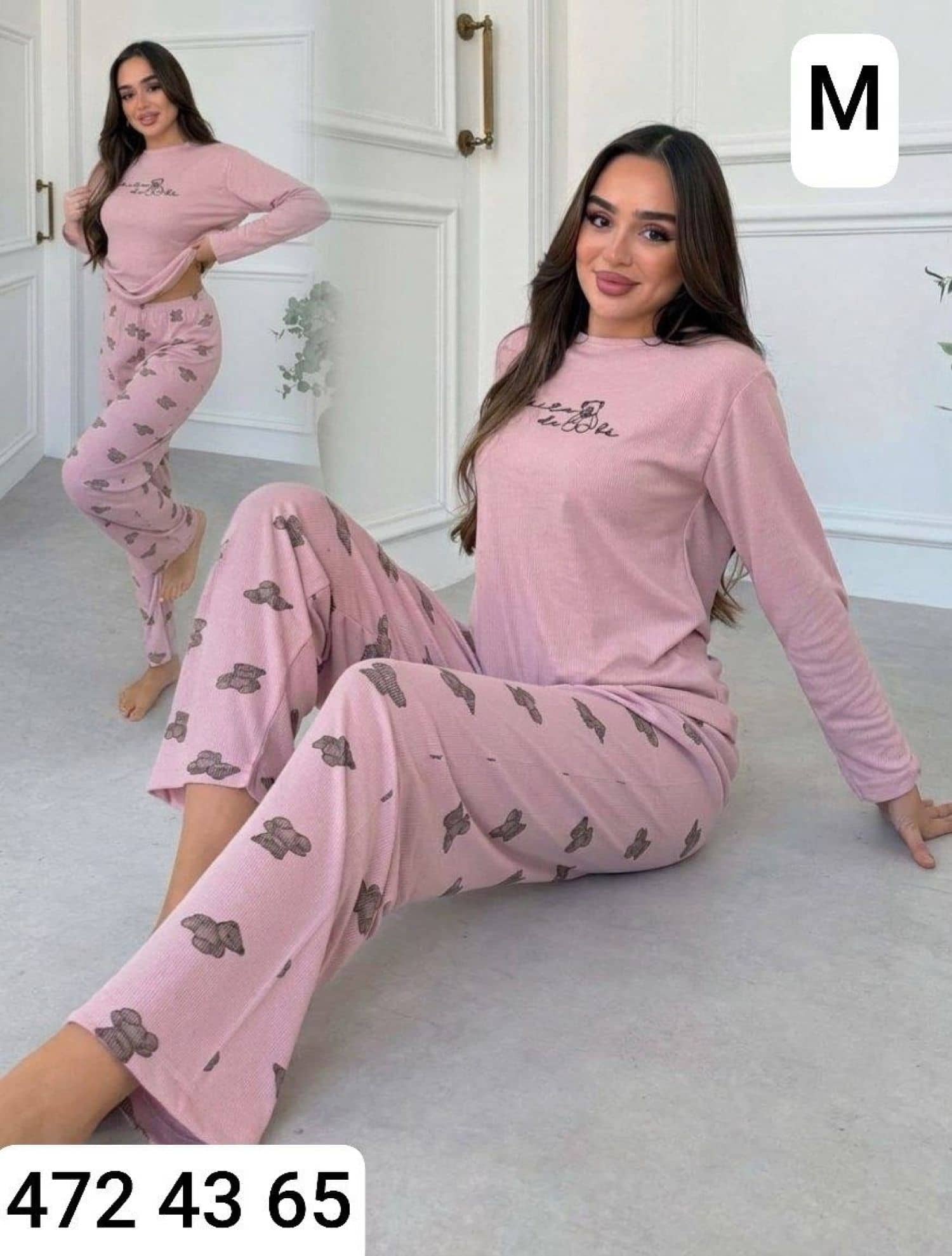 بيجامة كم محزز M-02000